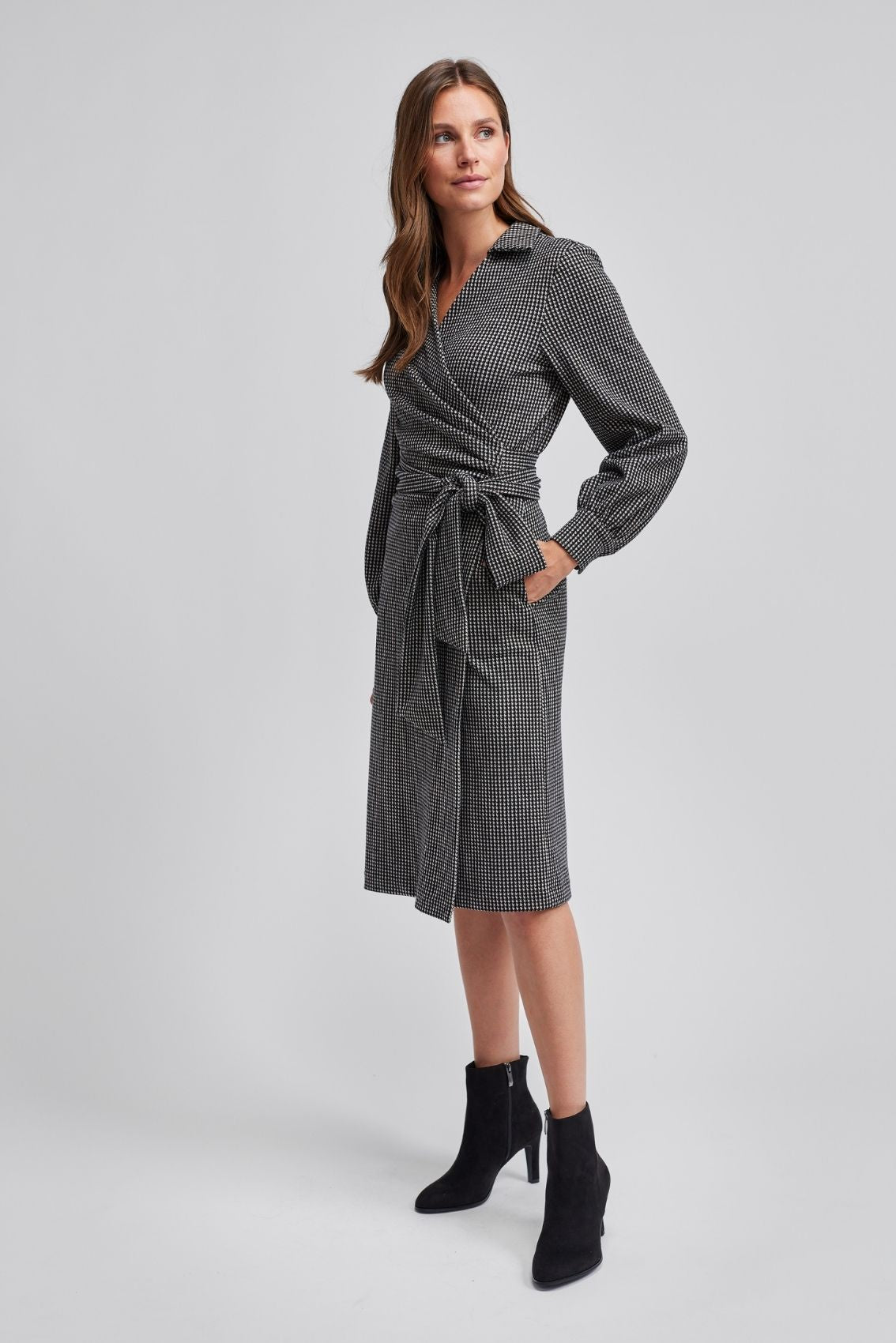 Wickelkleid Hahnentritt Schwarz & Weiß