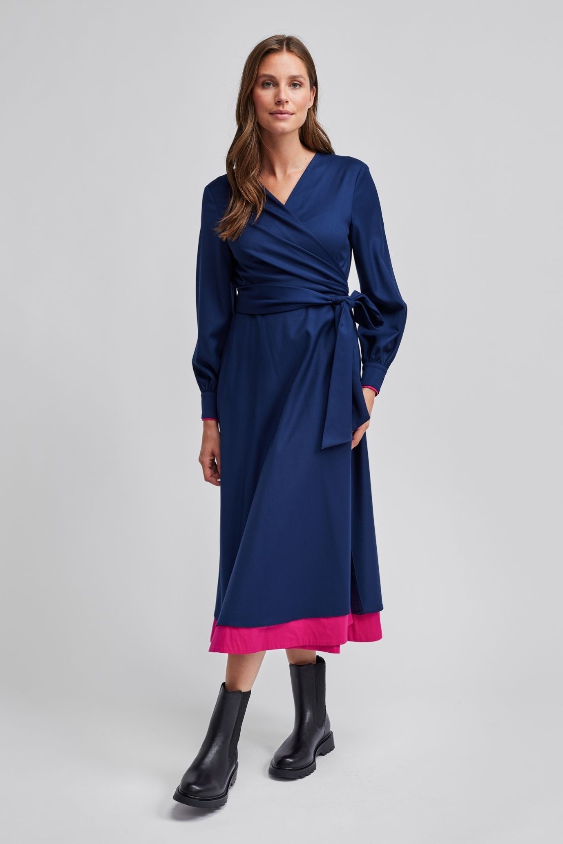 Wickelkleid Navy & Pink