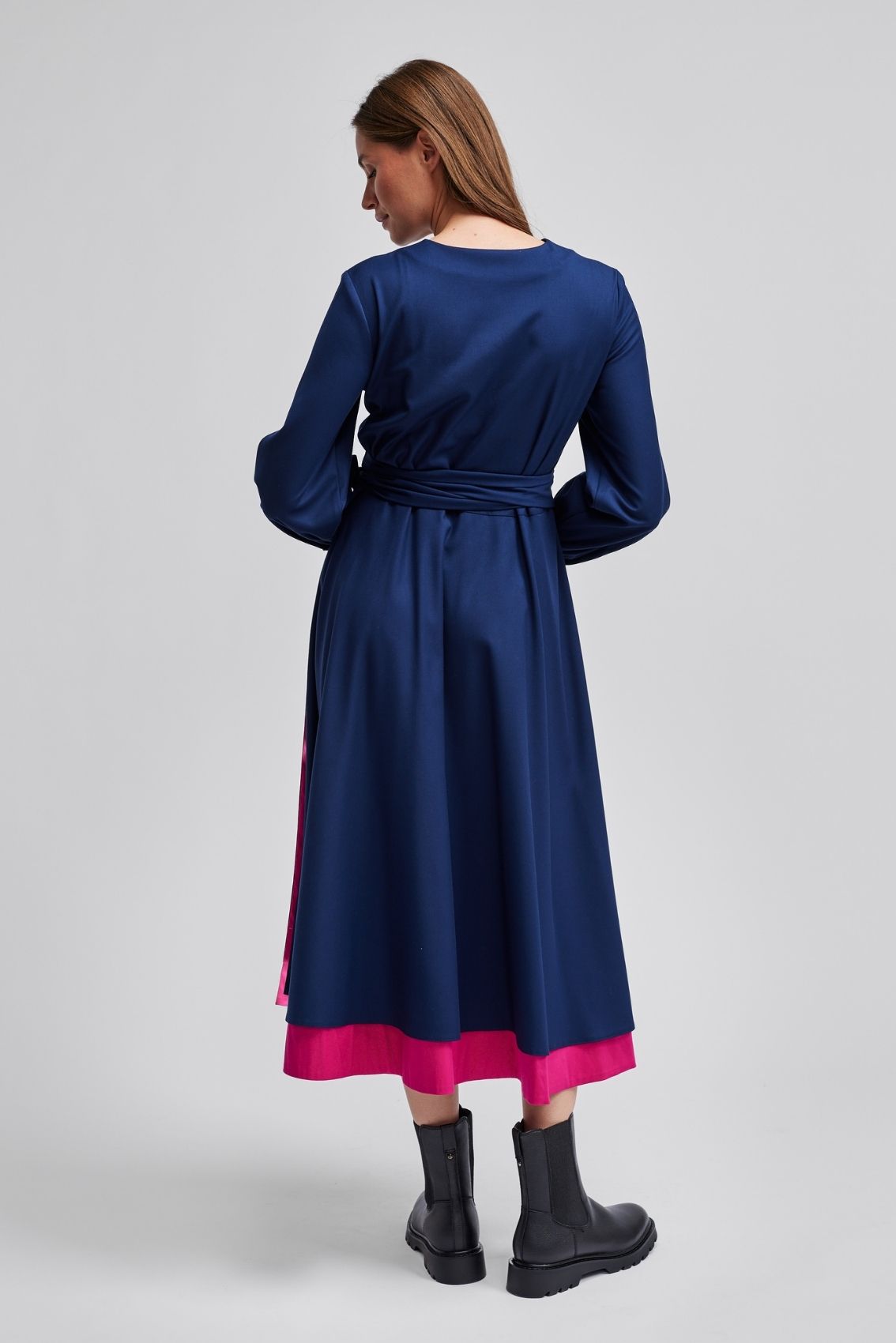 Wrap Dress Navy & Pink