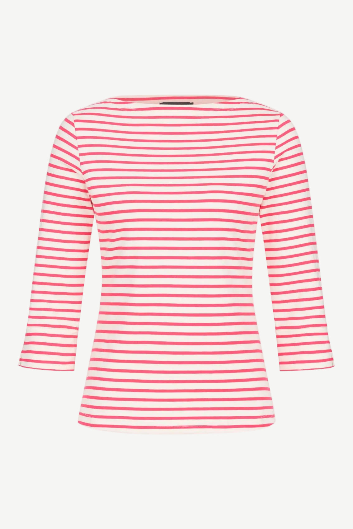 Top with boat neckline pink-cream striped