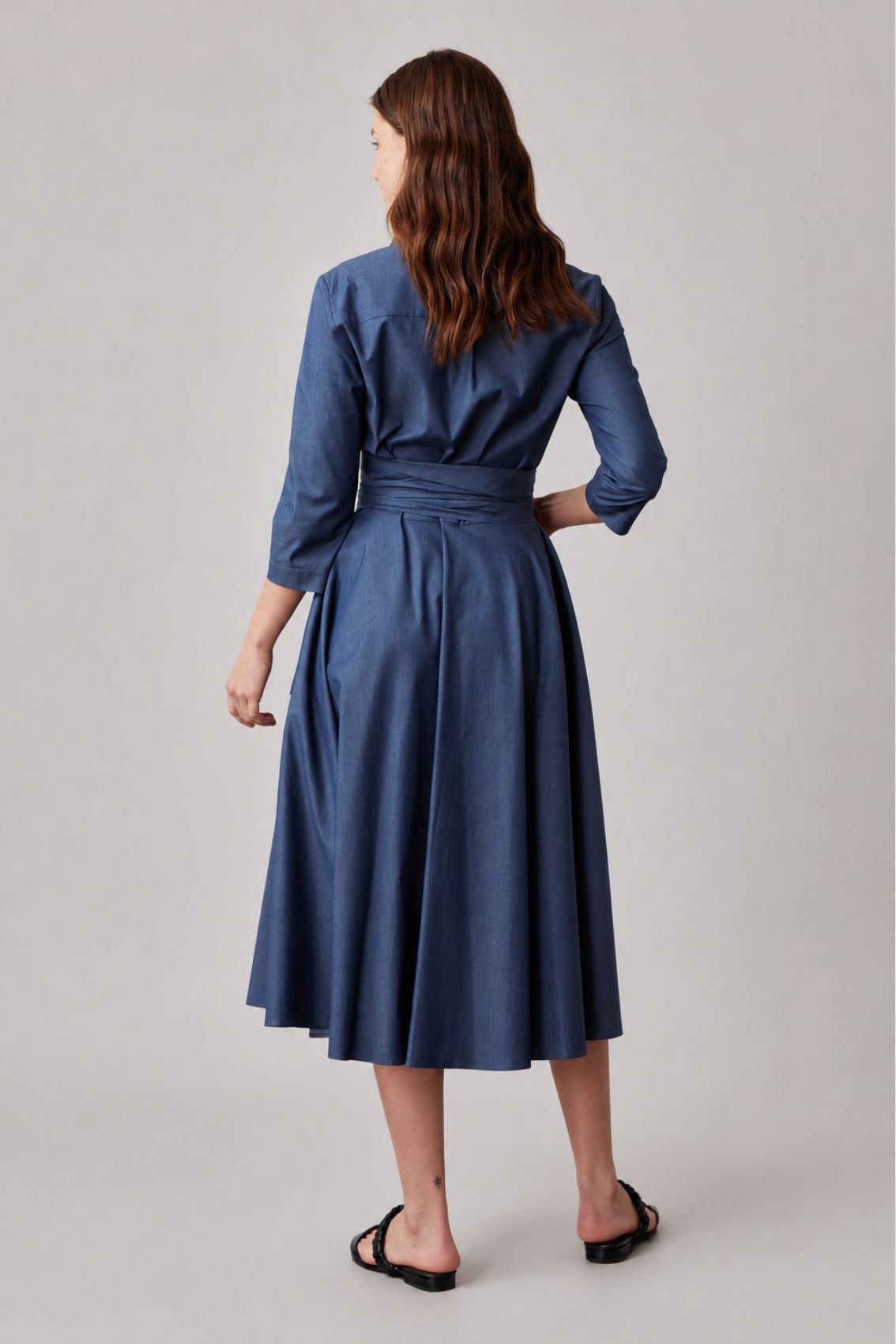 Blusenkleid mit Bindegürtel Blau