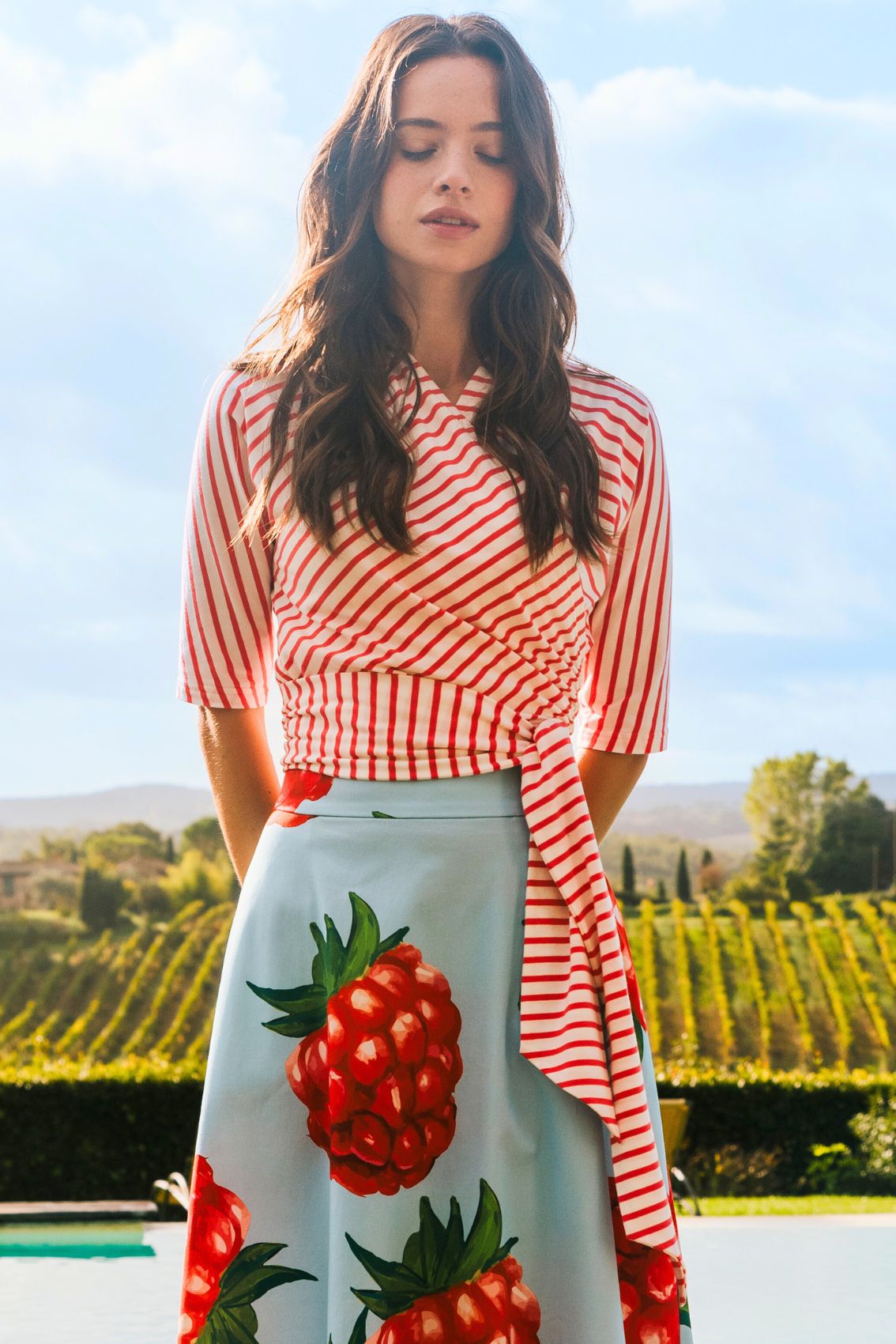 Wickeltop Rosa-Creme Gestreift