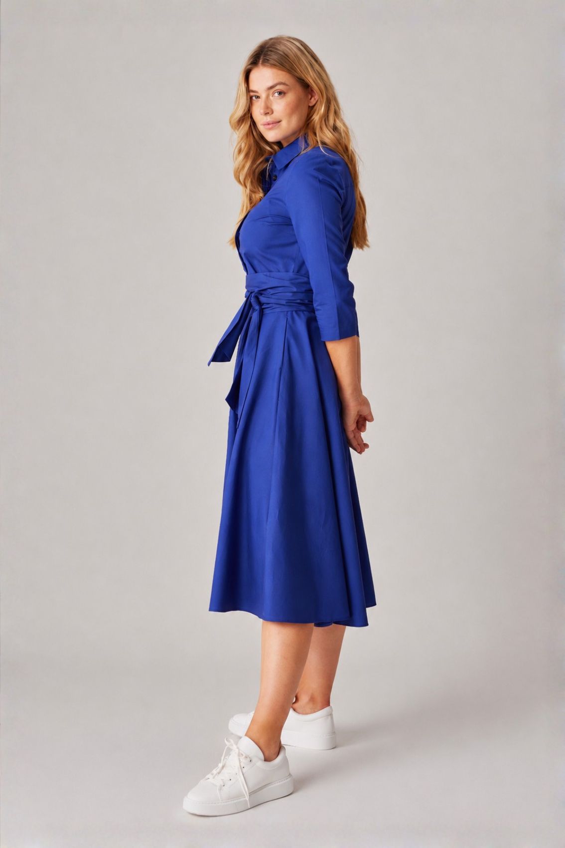 Shirtdress With Tie Belt Royal Blue