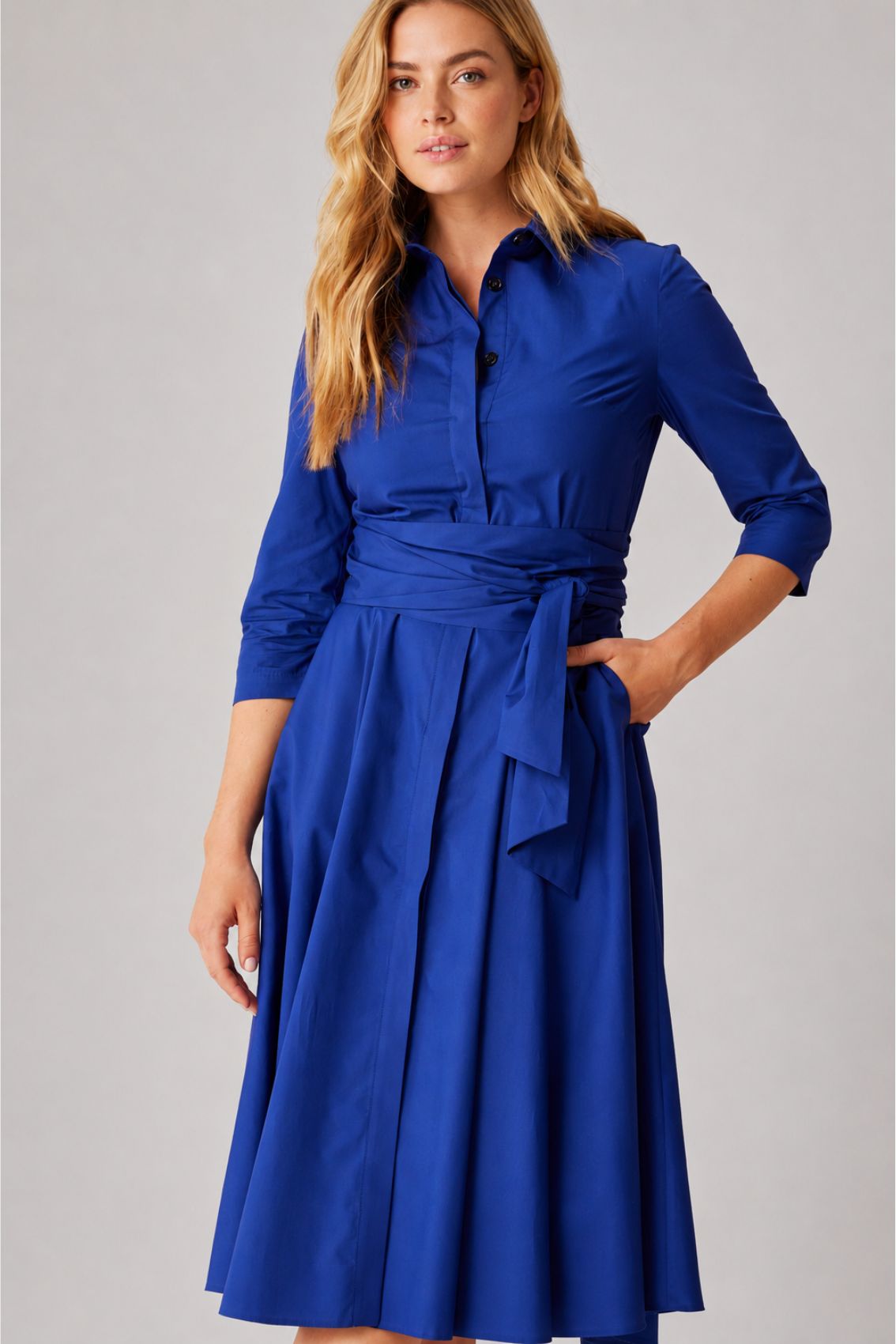 Shirtdress With Tie Belt Royal Blue