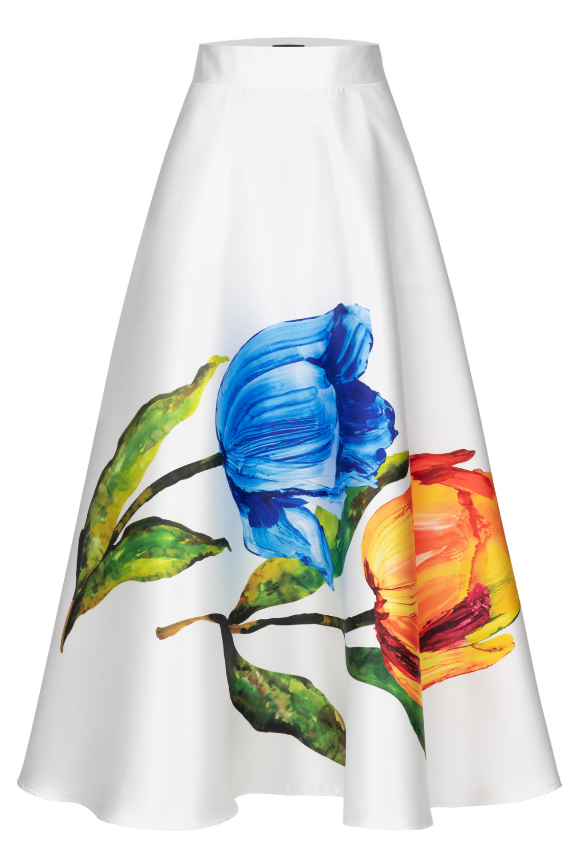 Detailaufnahme Bundbereich und Stoffoberfläche, satinig-glatte Struktur und sauberer Taillensitz.