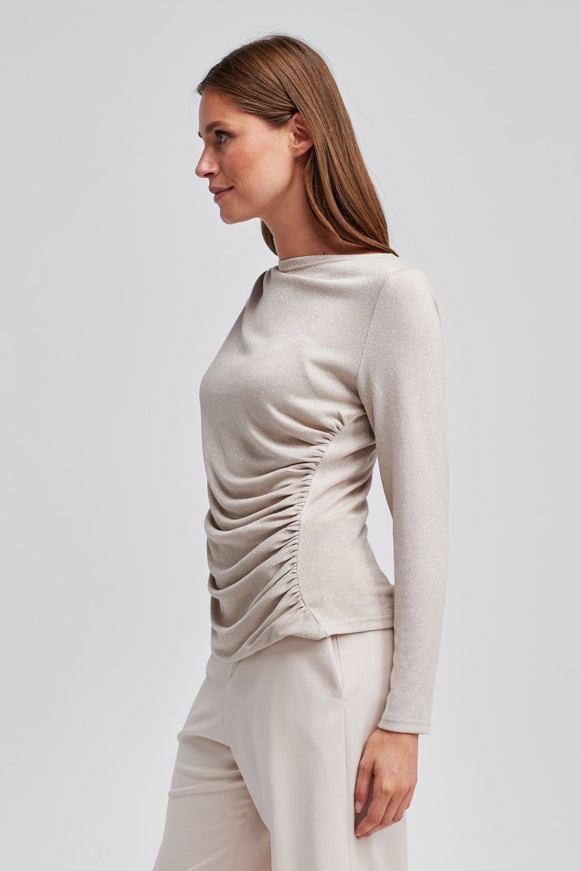 Draped Shimmer Top Champagne