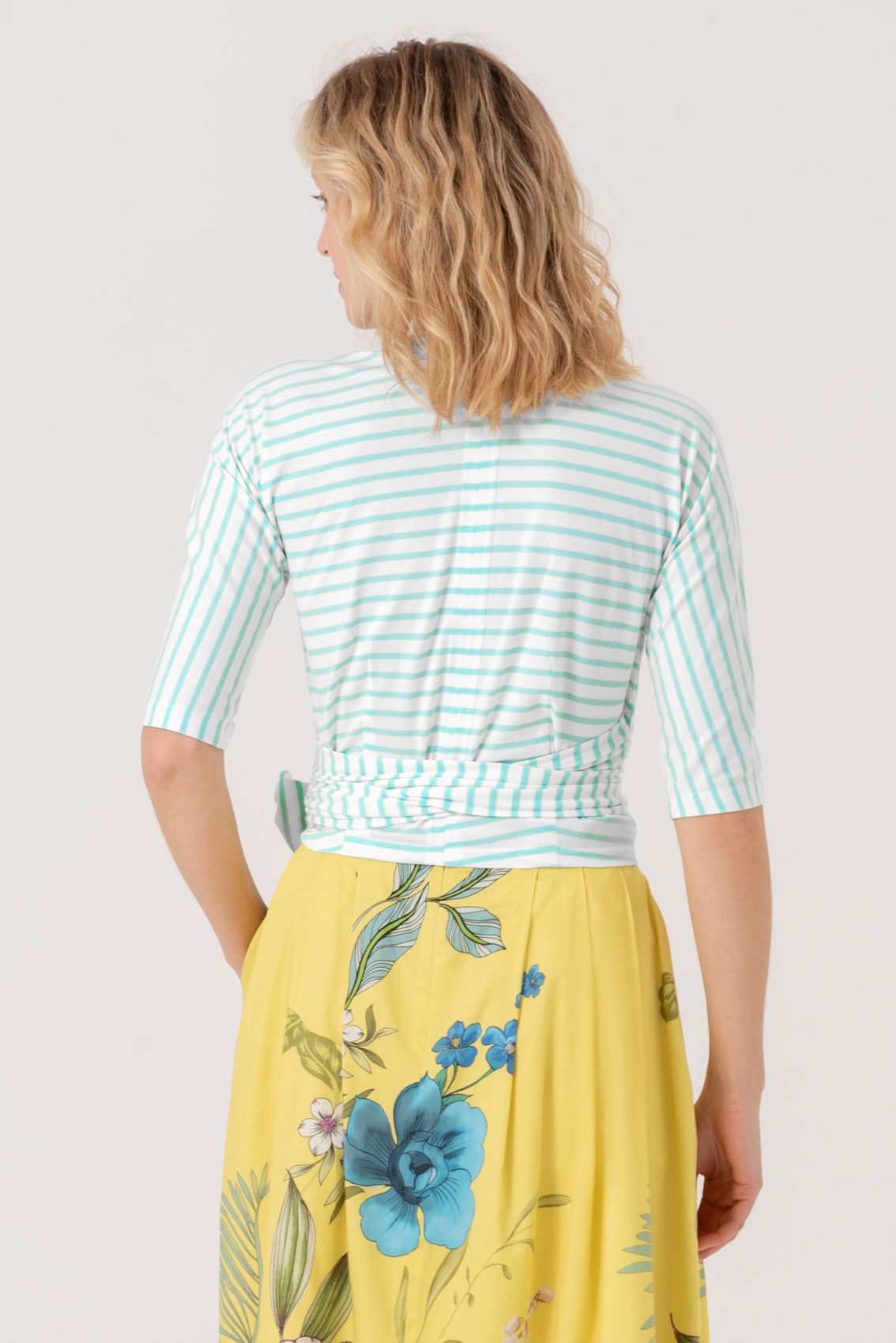 Wickeltop Mintgrün-Creme Gestreift