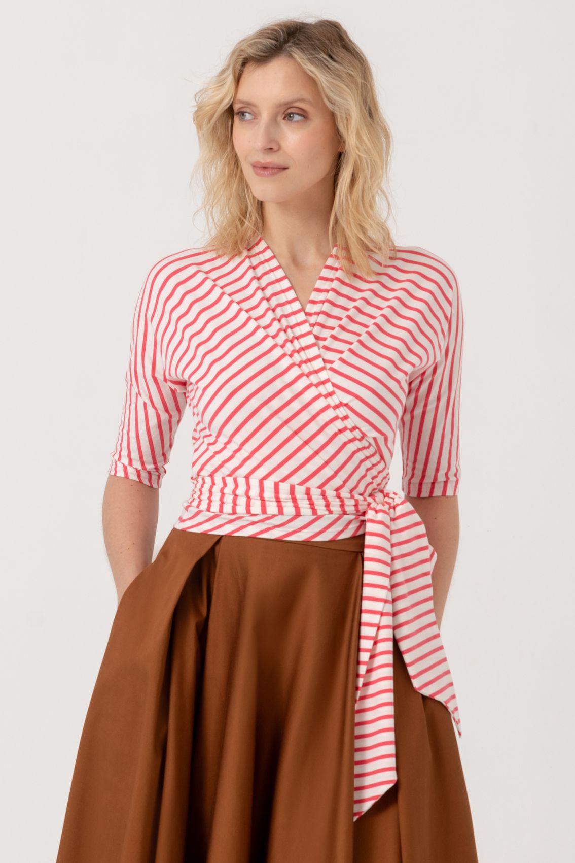 Wickeltop Rosa-Creme Gestreift