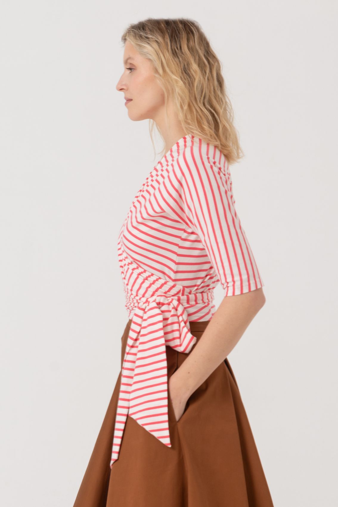 Wickeltop Rosa-Creme Gestreift