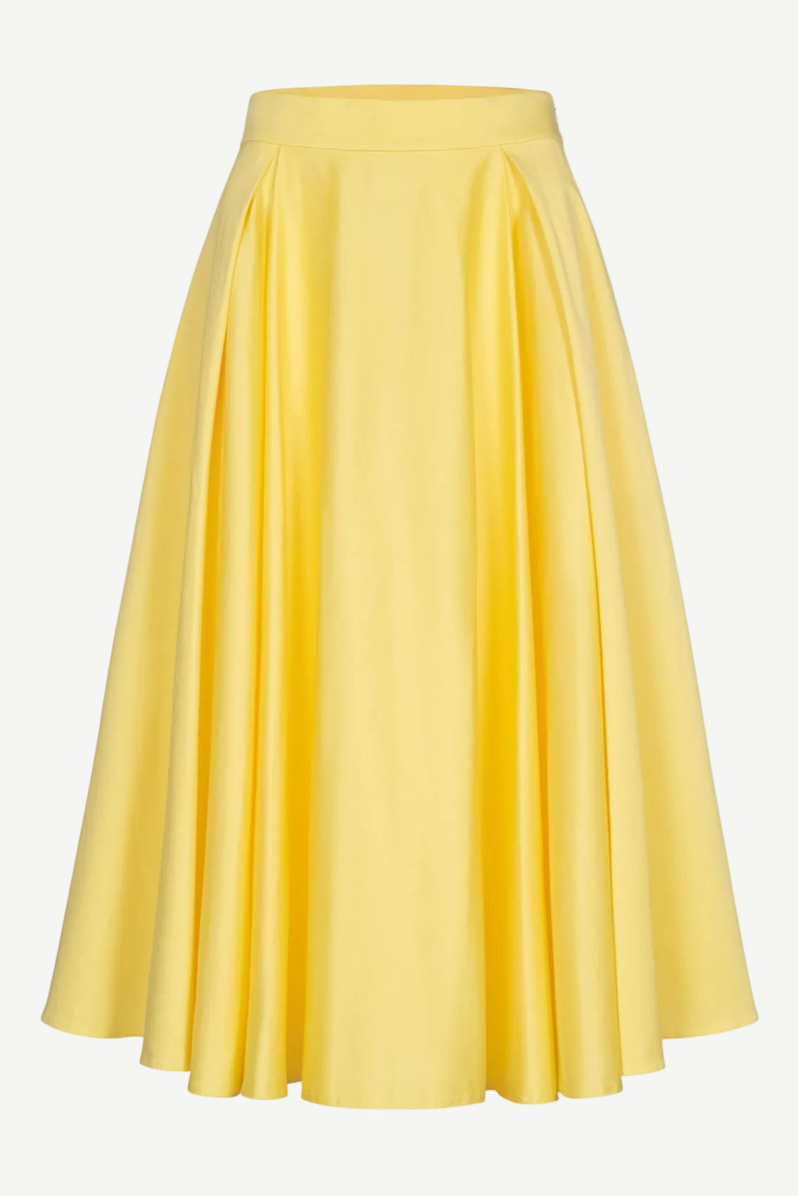 Yellow Pleated Cotton Sateen Skirt
