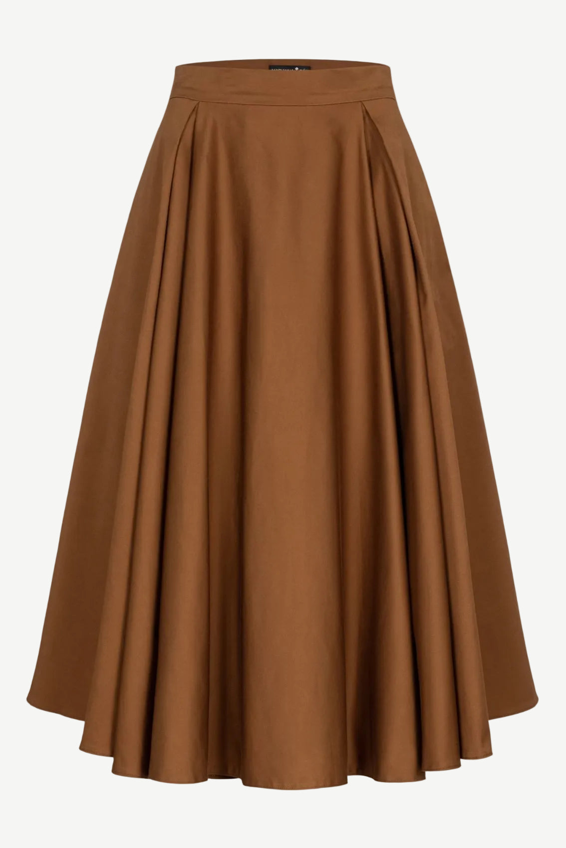 Caramel Pleated Cotton Sateen Skirt