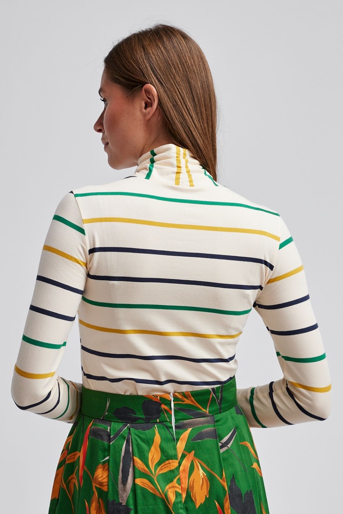 Shirt mit Twist-Kragen Streifenmix