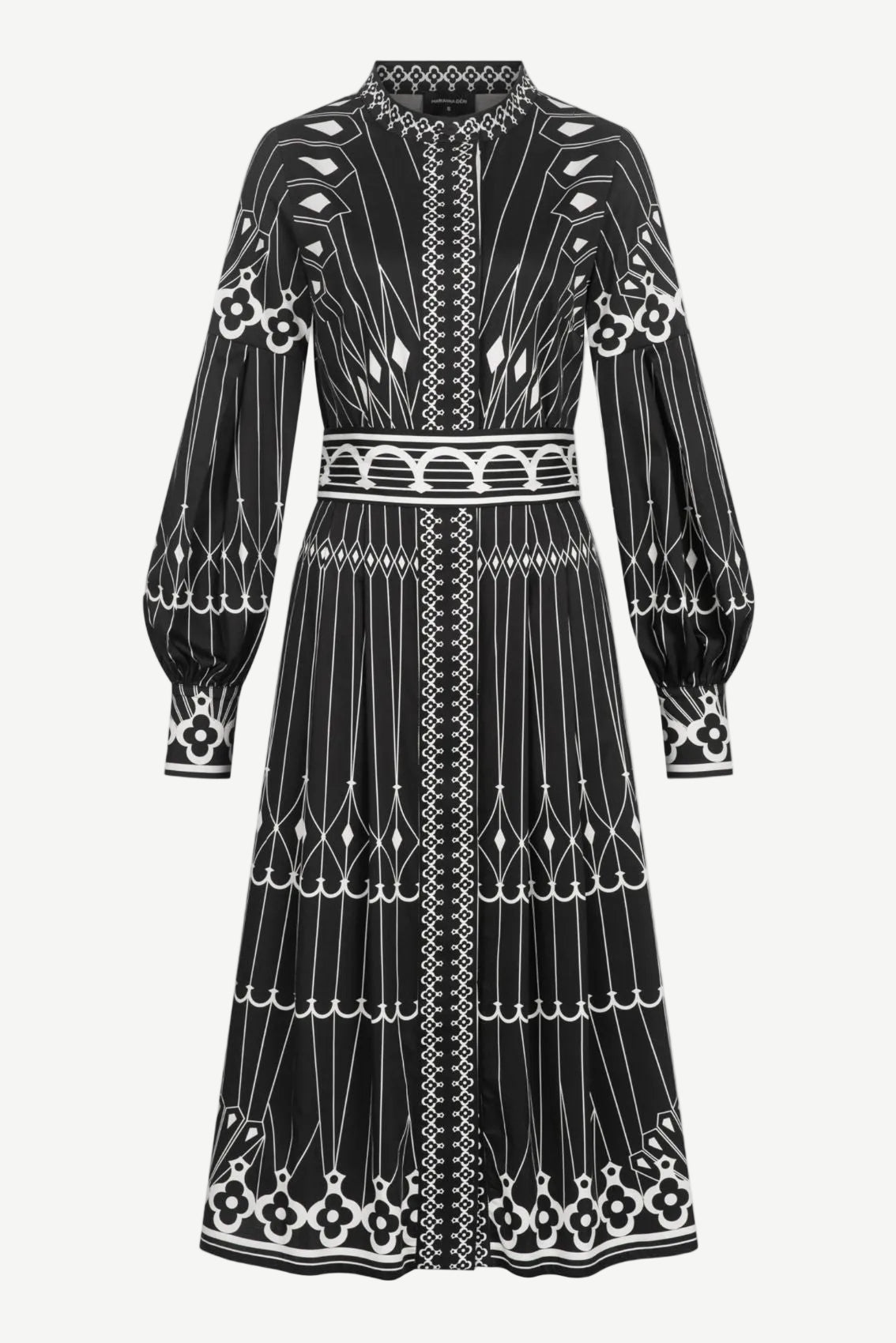 Art-Déco Blusenkleid Schwarz-Weiss