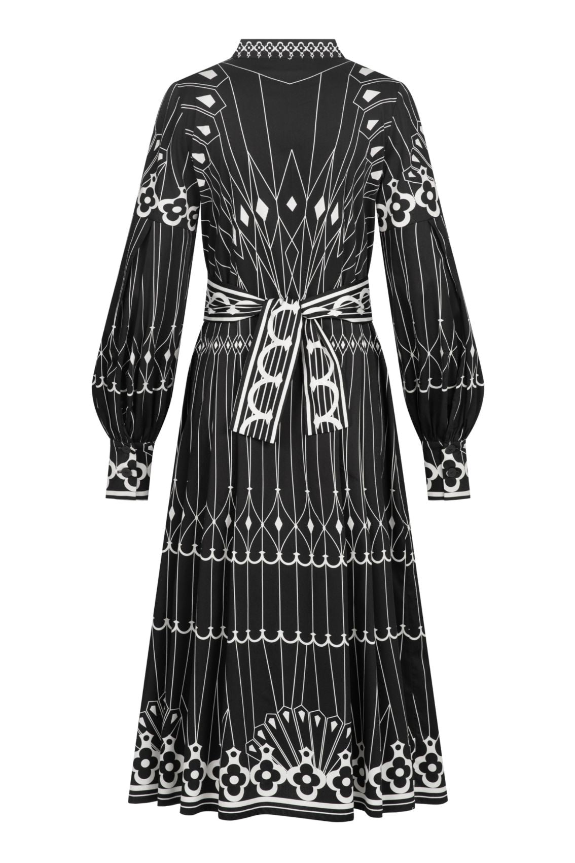 Art-Déco Blusenkleid Schwarz-Weiss