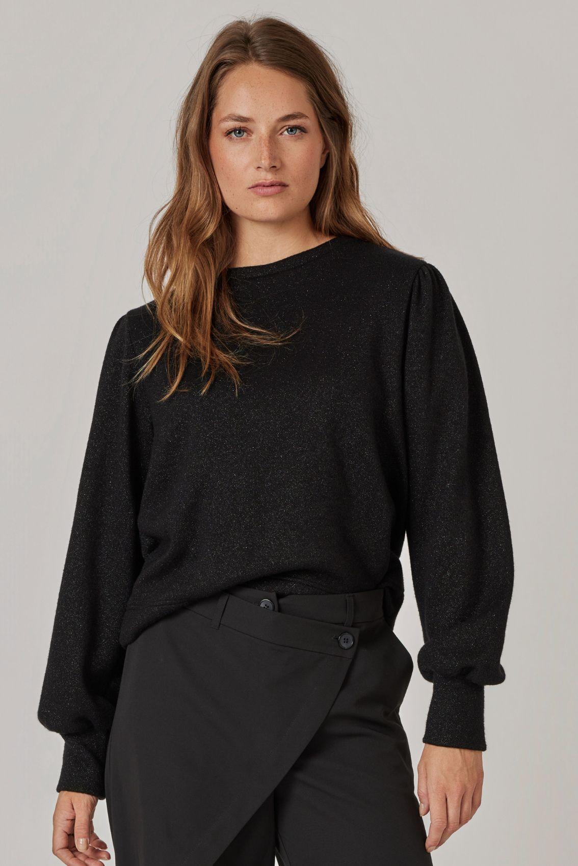 Glitzer-Strickpullover Schwarz