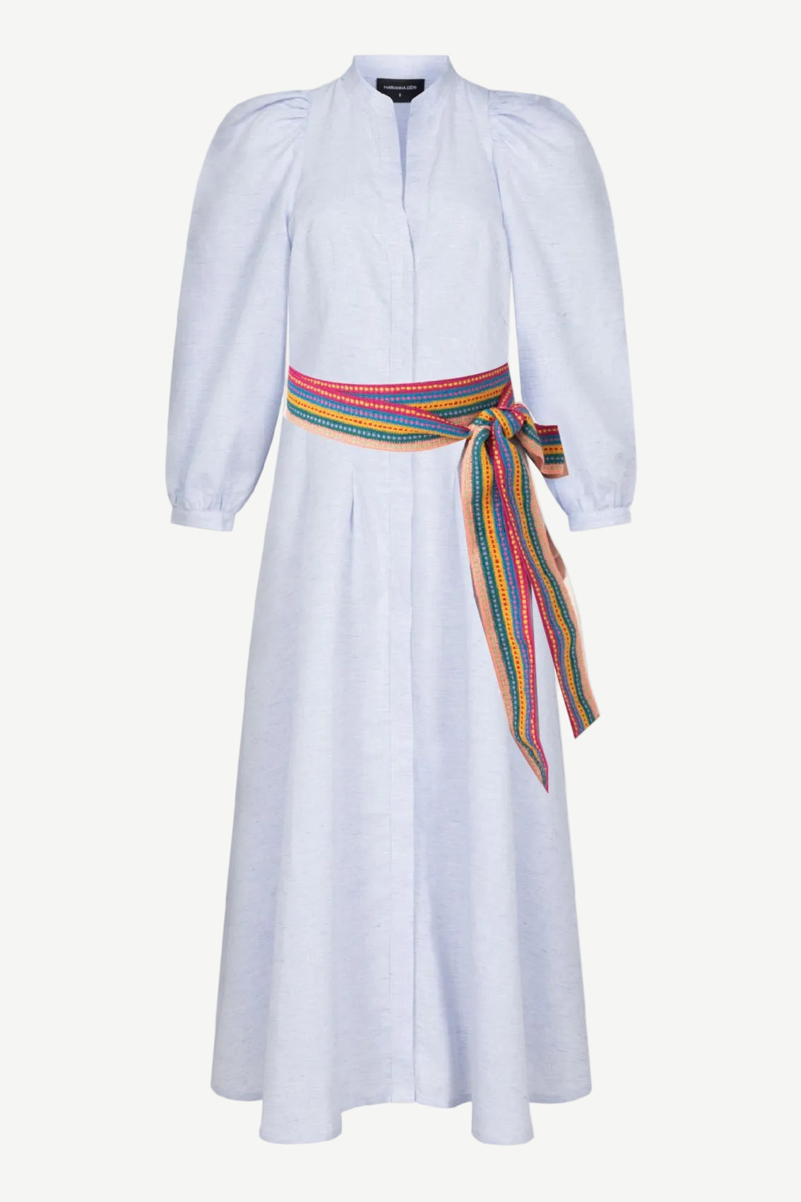 Linen Dress with Rainbow Belt