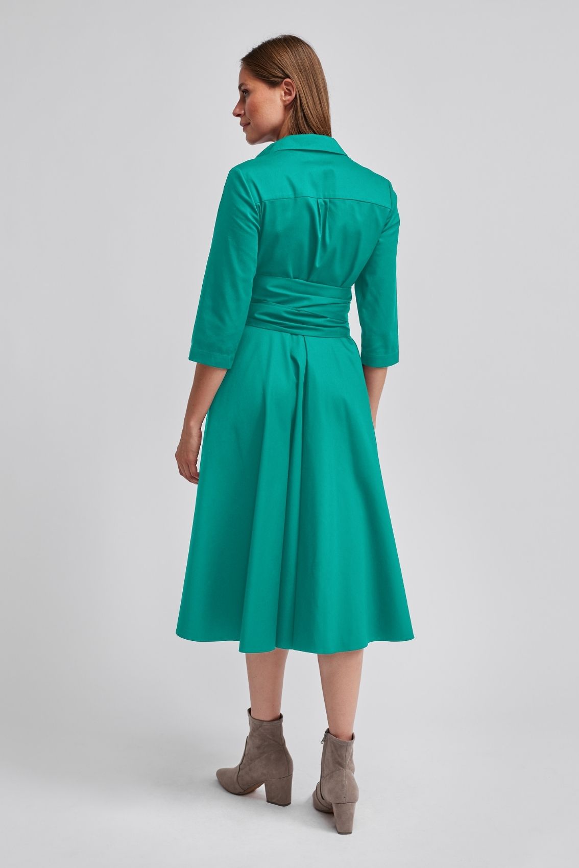 Blusenkleid mit Bindegürtel Jadegrün