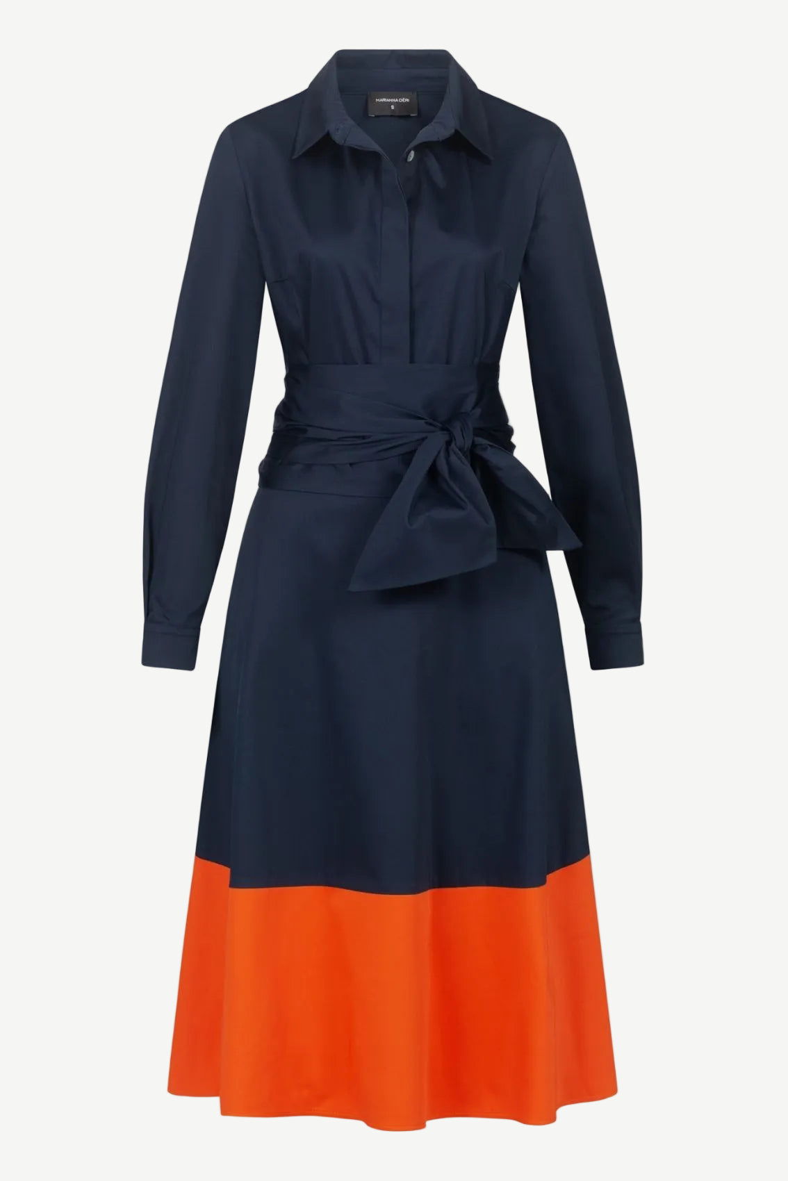 Blusenkleid mit Bindegürtel Navy-Orange