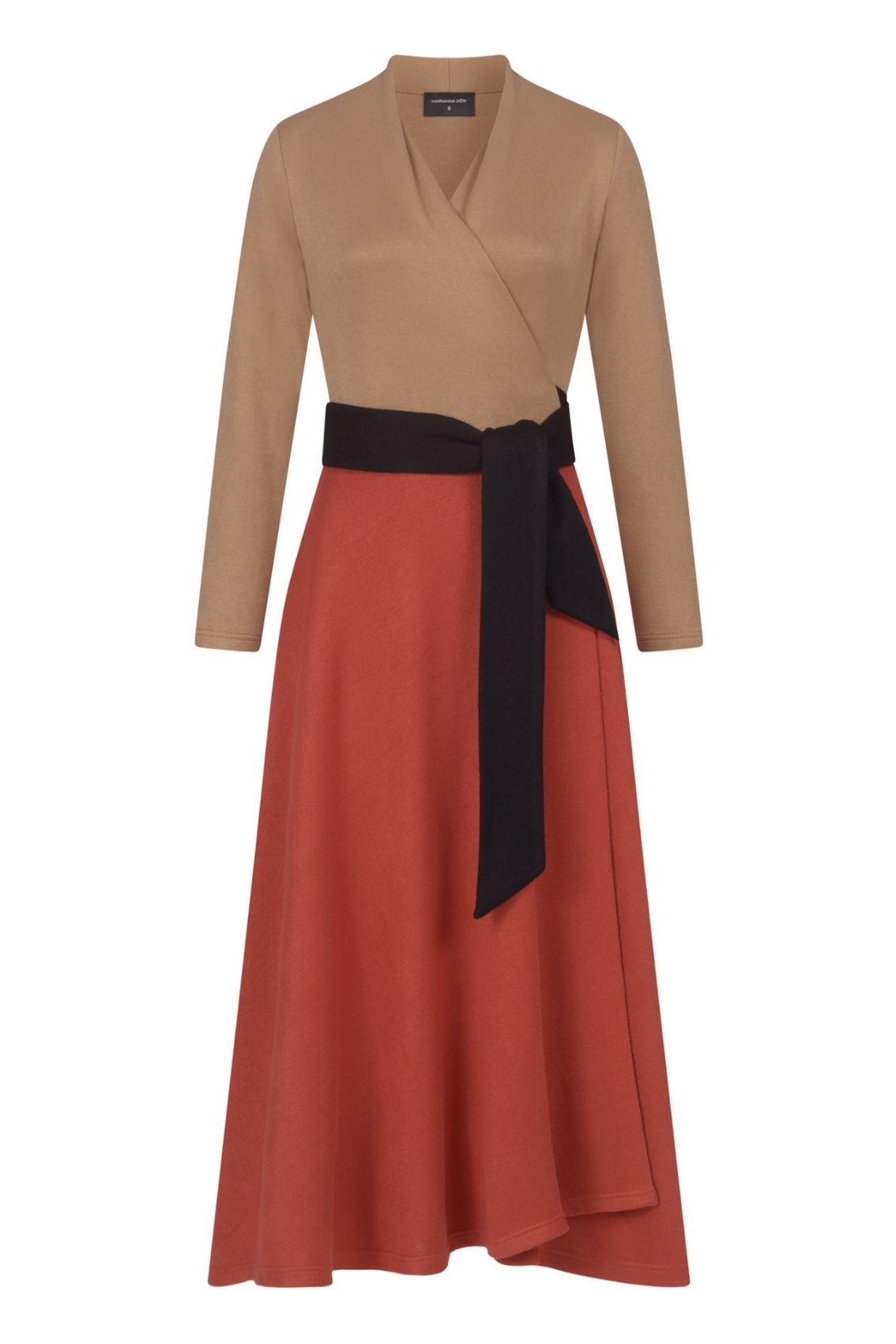 Strick Wickelkleid Karamell-Rot