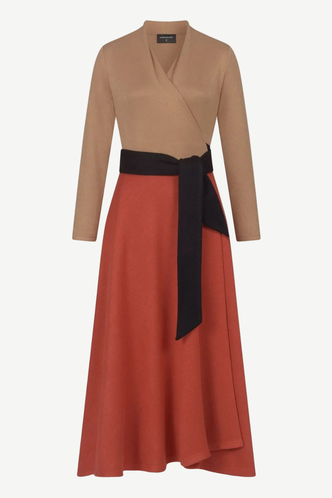 Caramel-Red Knitted Wrap Dress