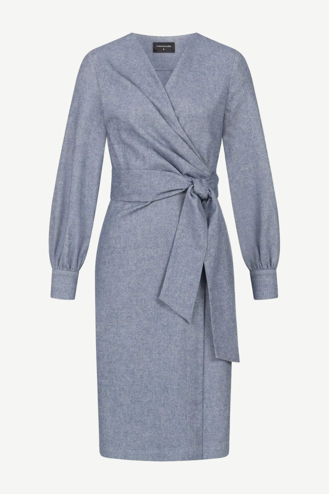 Blue Herringbone Wrap Dress