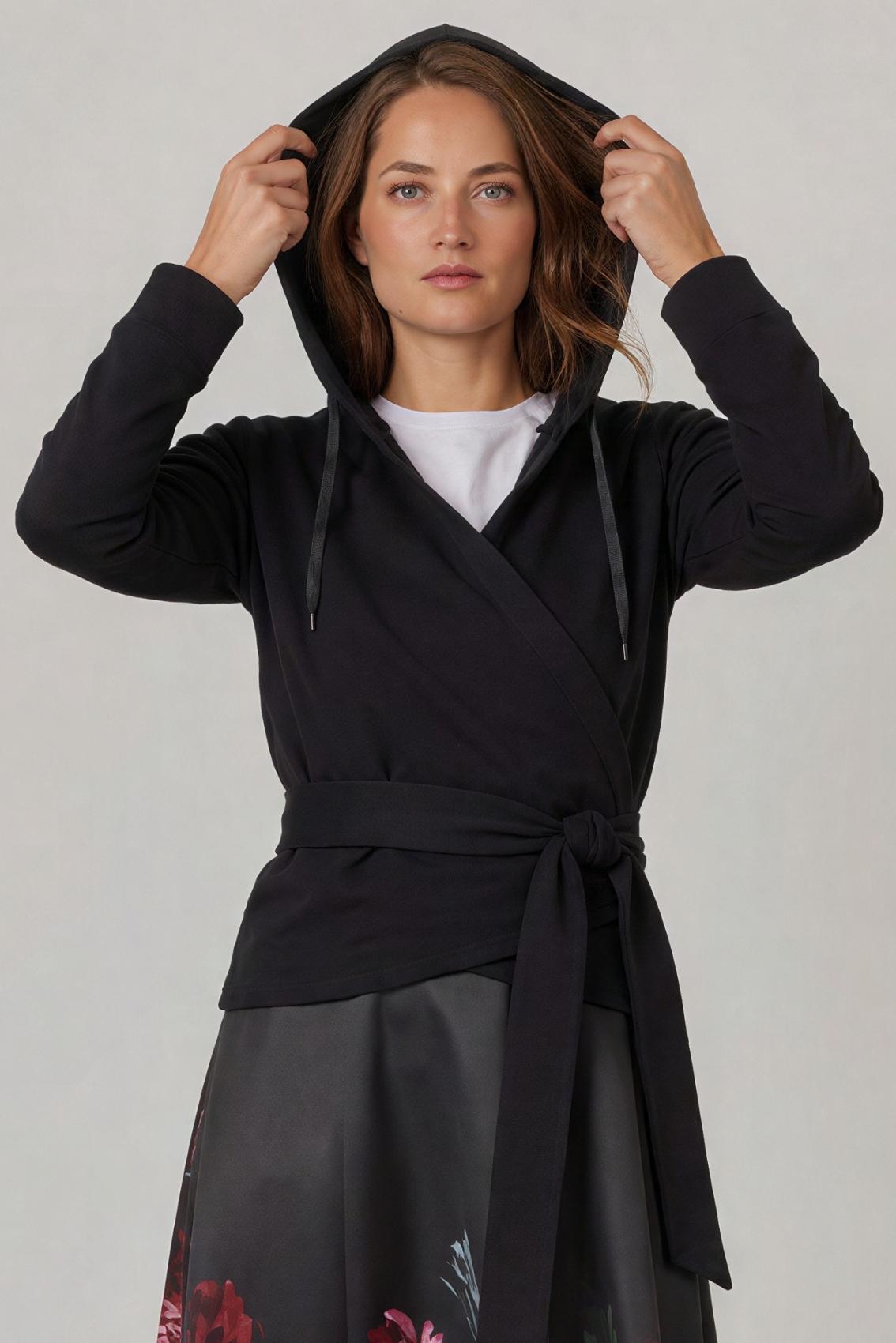 Wickel-Hoodie Schwarz
