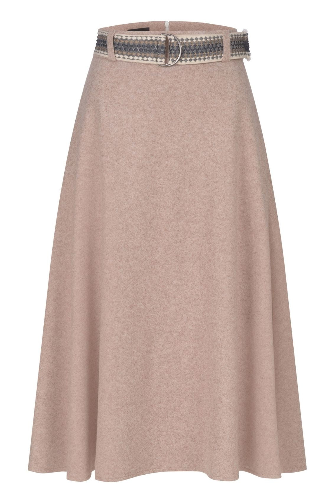 Midirock Beige mit Gürtel