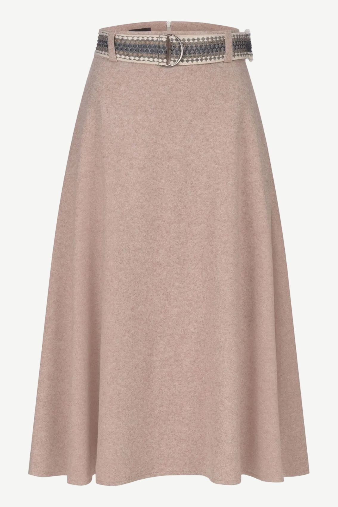 Beige Midi Skirt with Belt