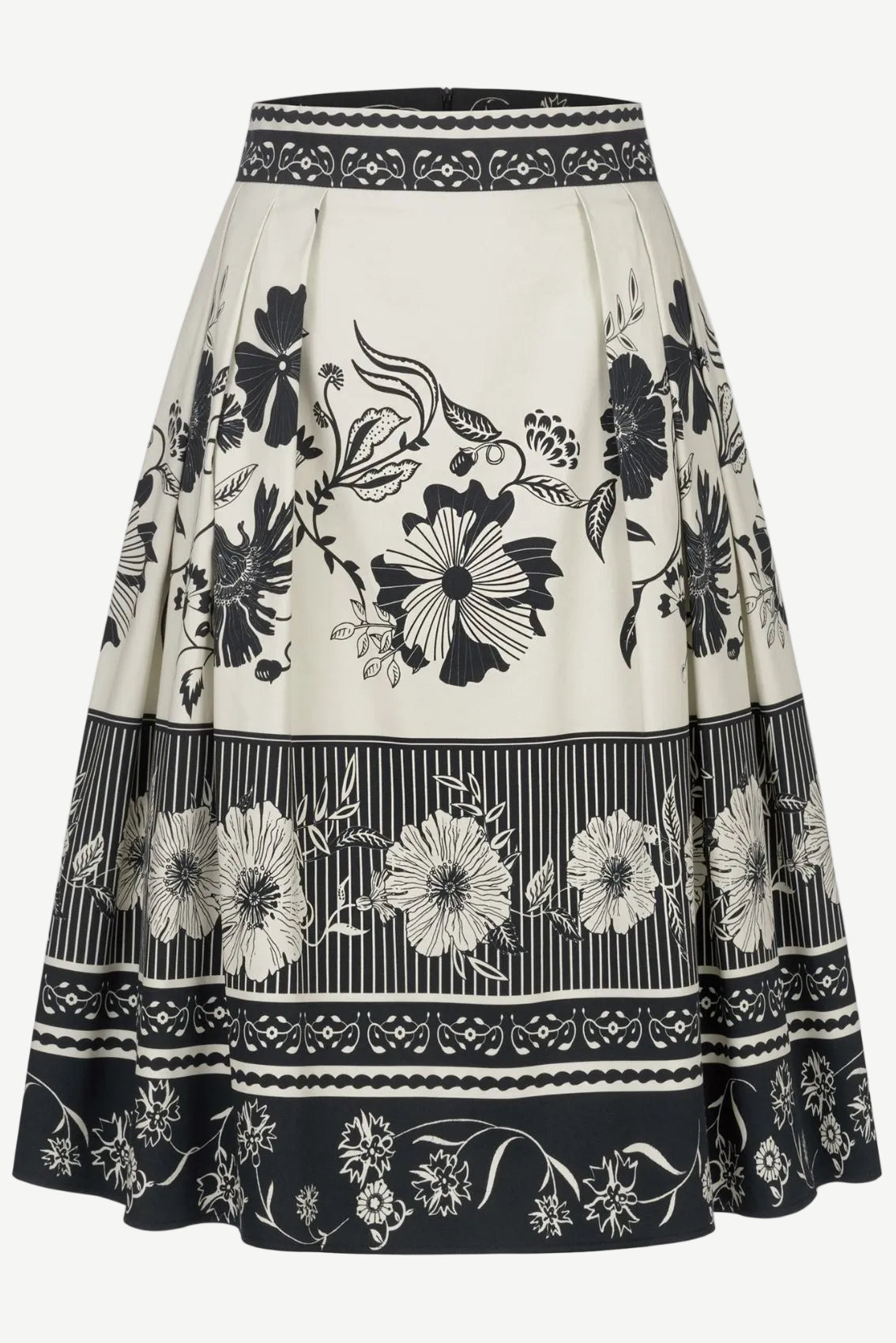 Midi Skirt with Floral Border