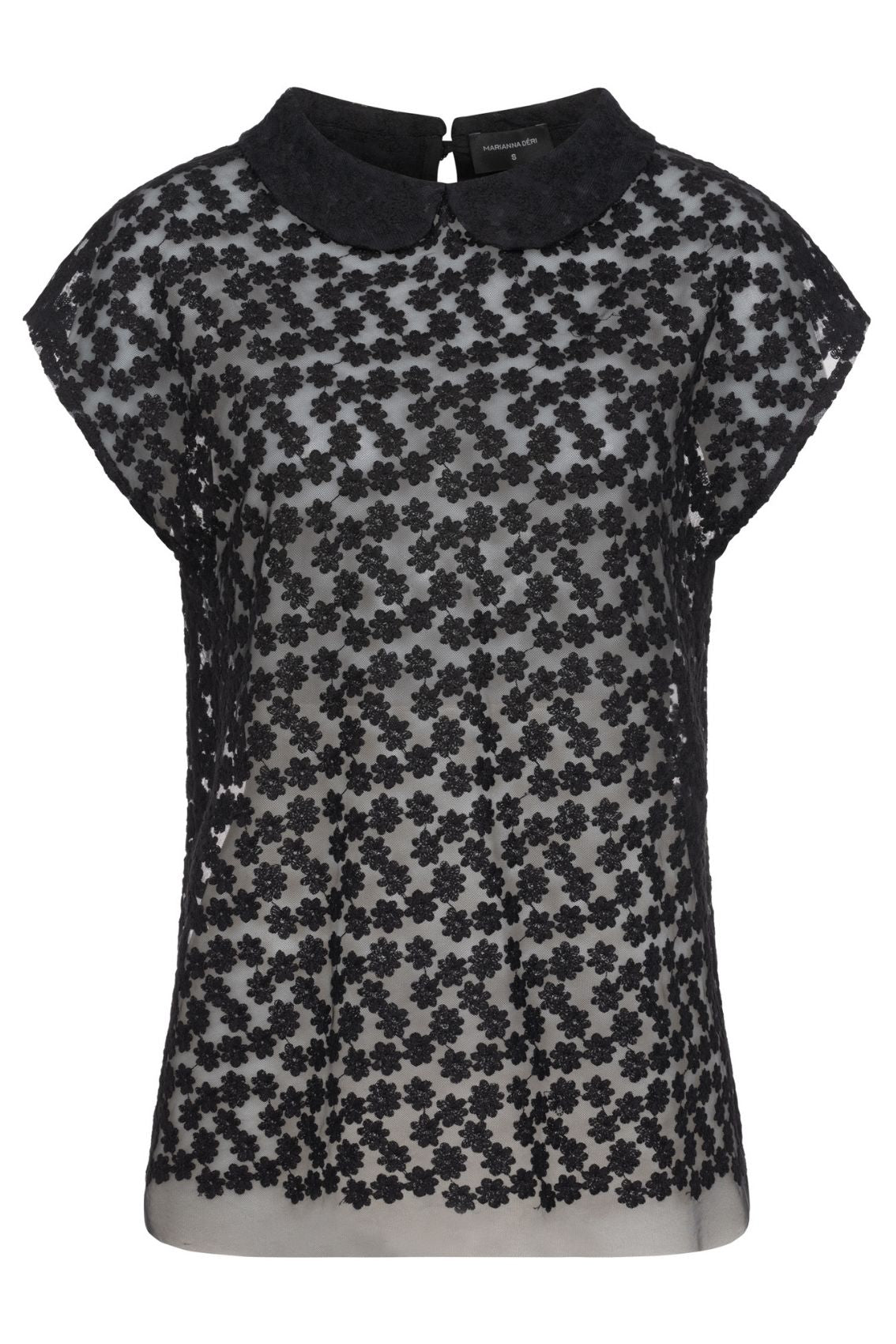 Spitzenbluse mit Blütenstickerei