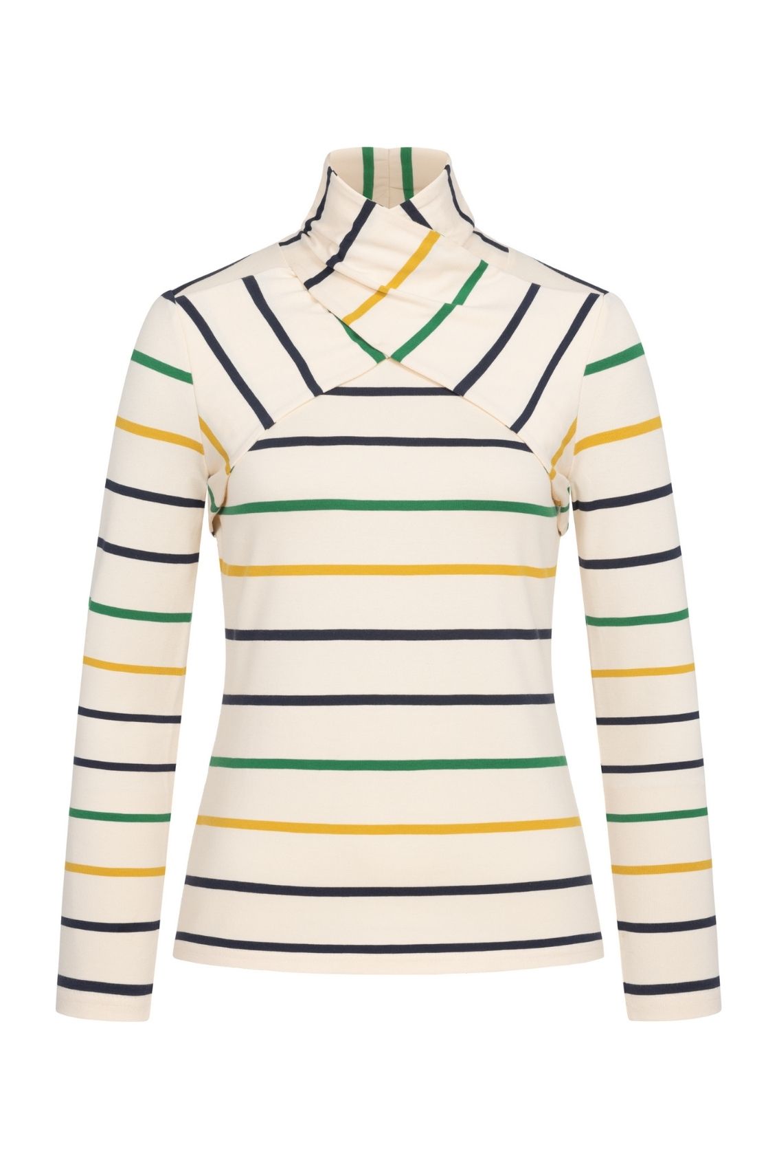 Shirt mit Twist-Kragen Streifenmix