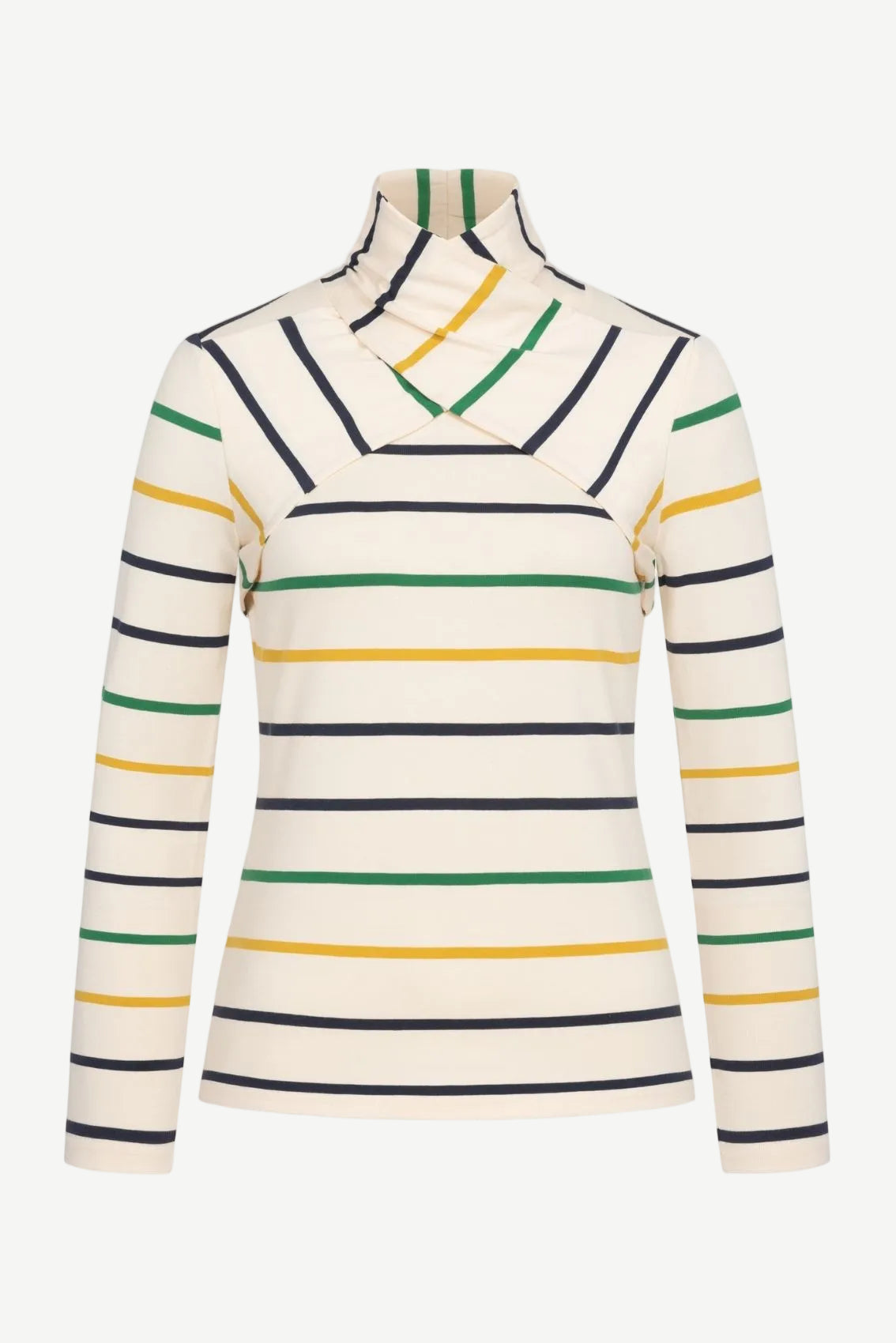 Striped shirt with twisted collar
