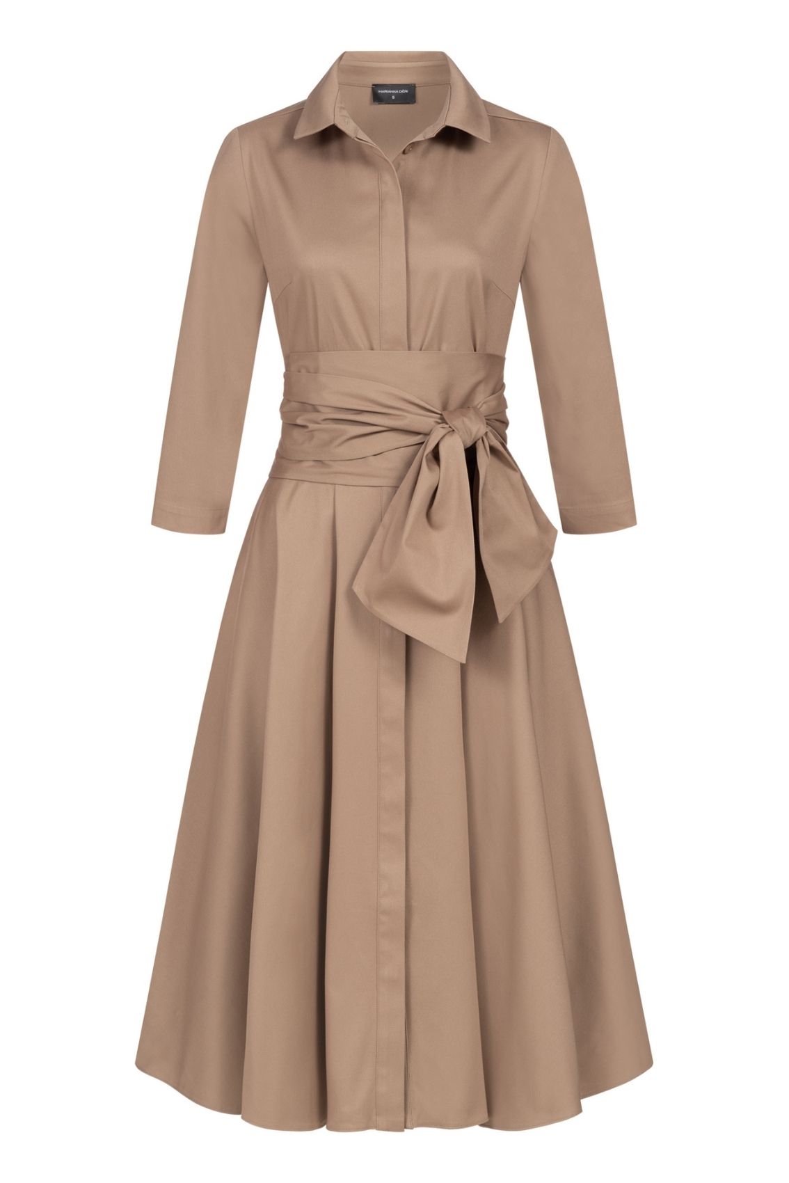Blusenkleid mit Bindegürtel Taupe