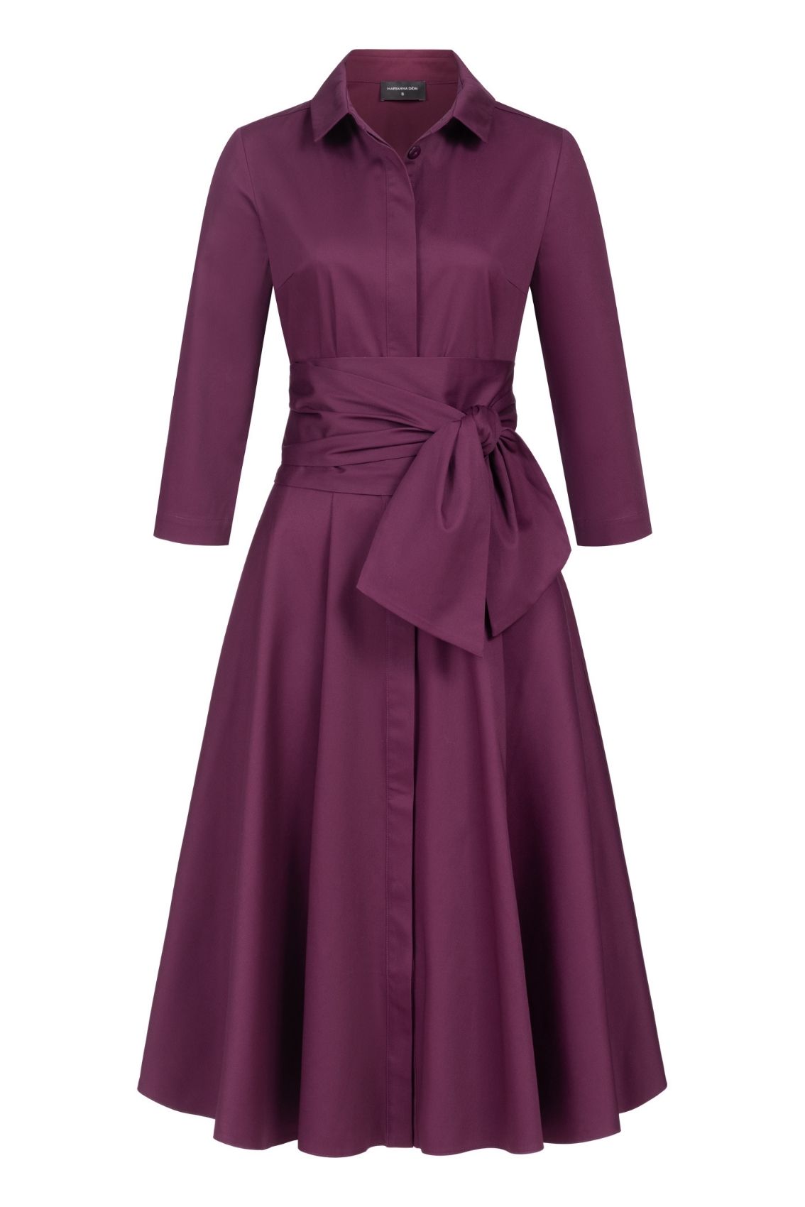Blusenkleid mit Bindegürtel Aubergine