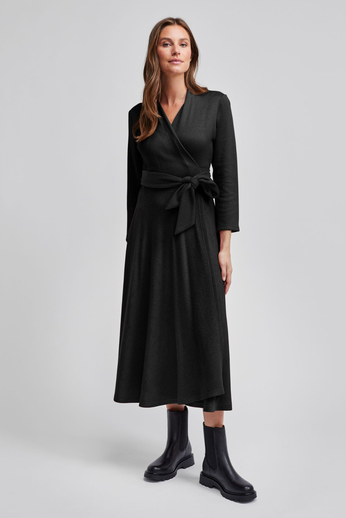 Strick Wickelkleid Schwarz