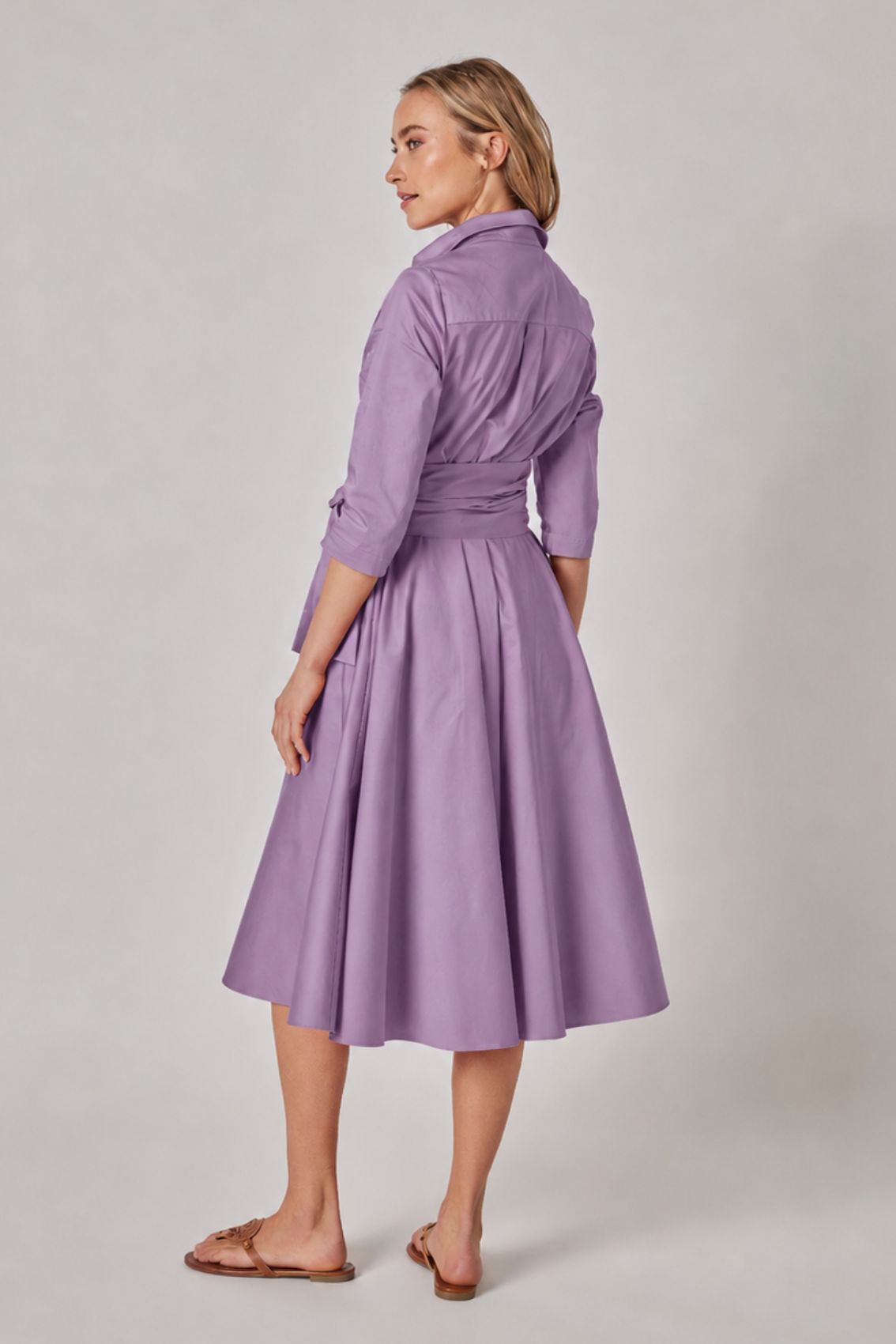 Mauve Shirt Dress with Tie Belt