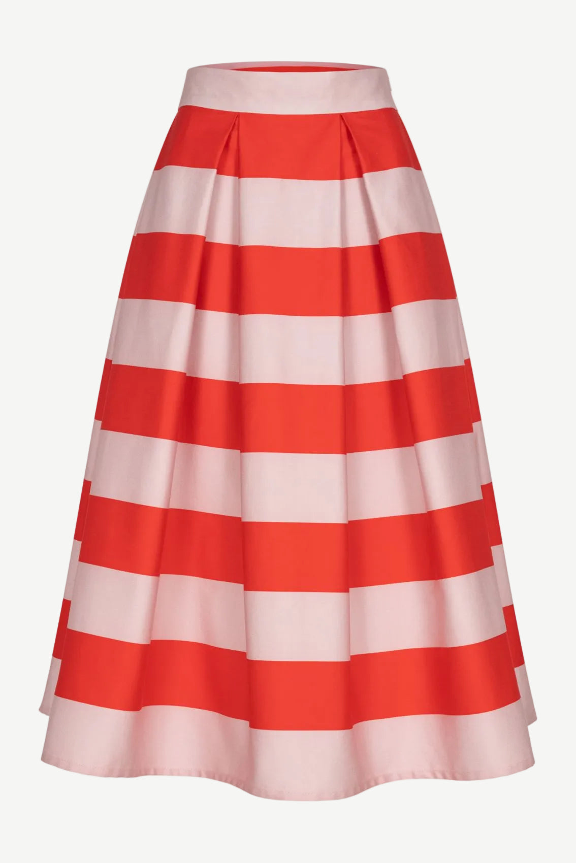 Midi Skirt with Red and Pink Stripes
