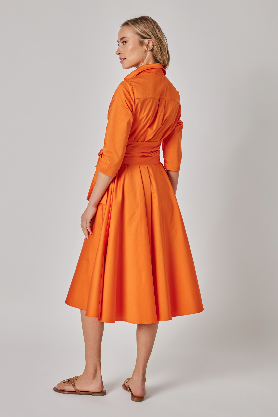 Blusenkleid mit Bindegürtel Orange