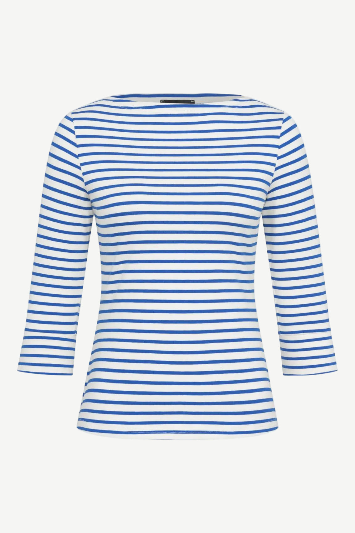 Top with boat neckline blue-white striped