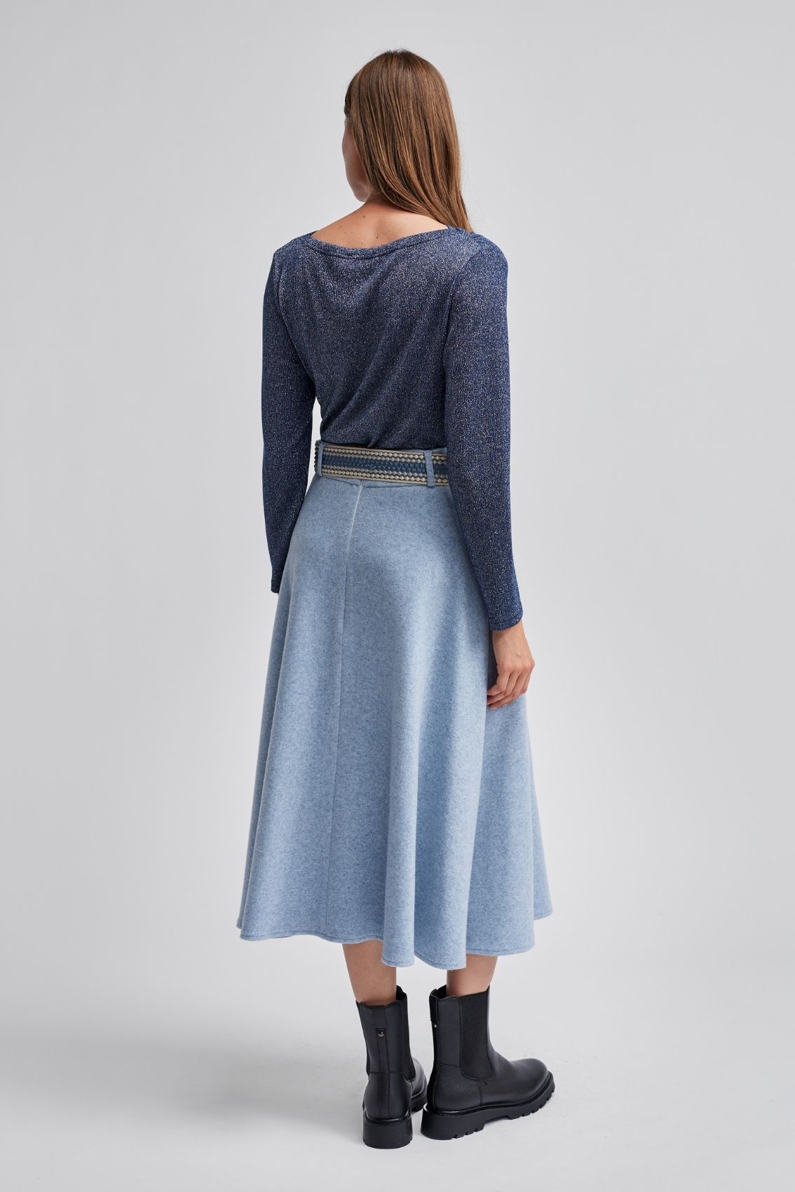 Midirock Hellblau mit Gürtel