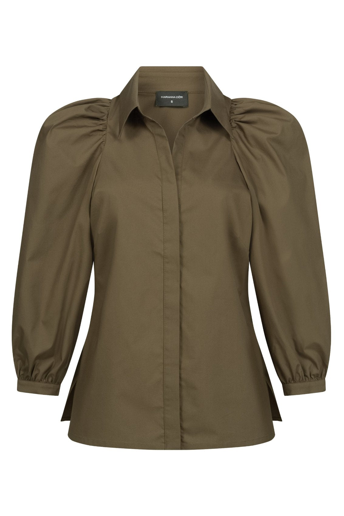 Bluse mit Ballonärmeln Olivegrün - Marianna Déri
