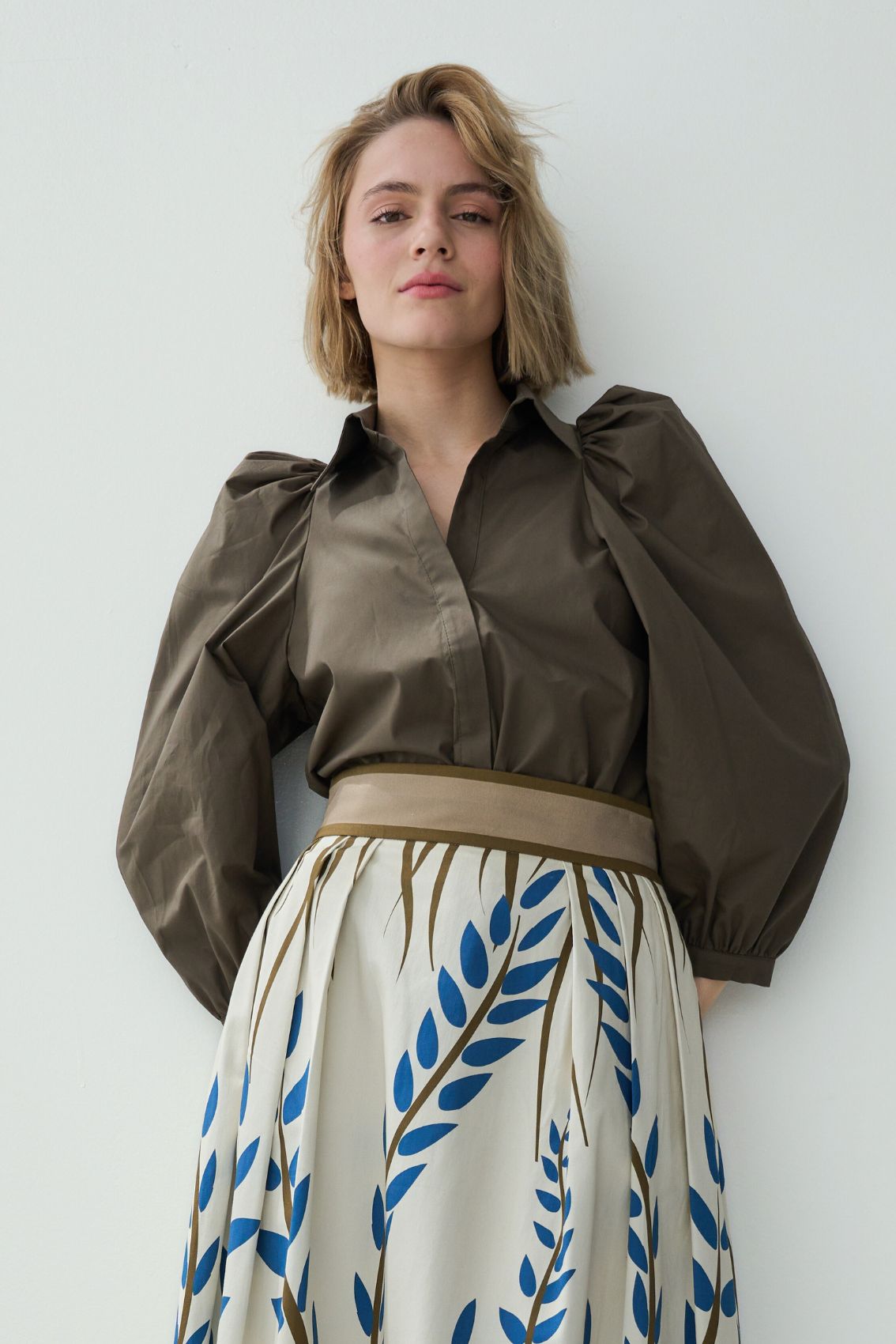 Bluse mit Ballonärmeln Olivegrün - Marianna Déri