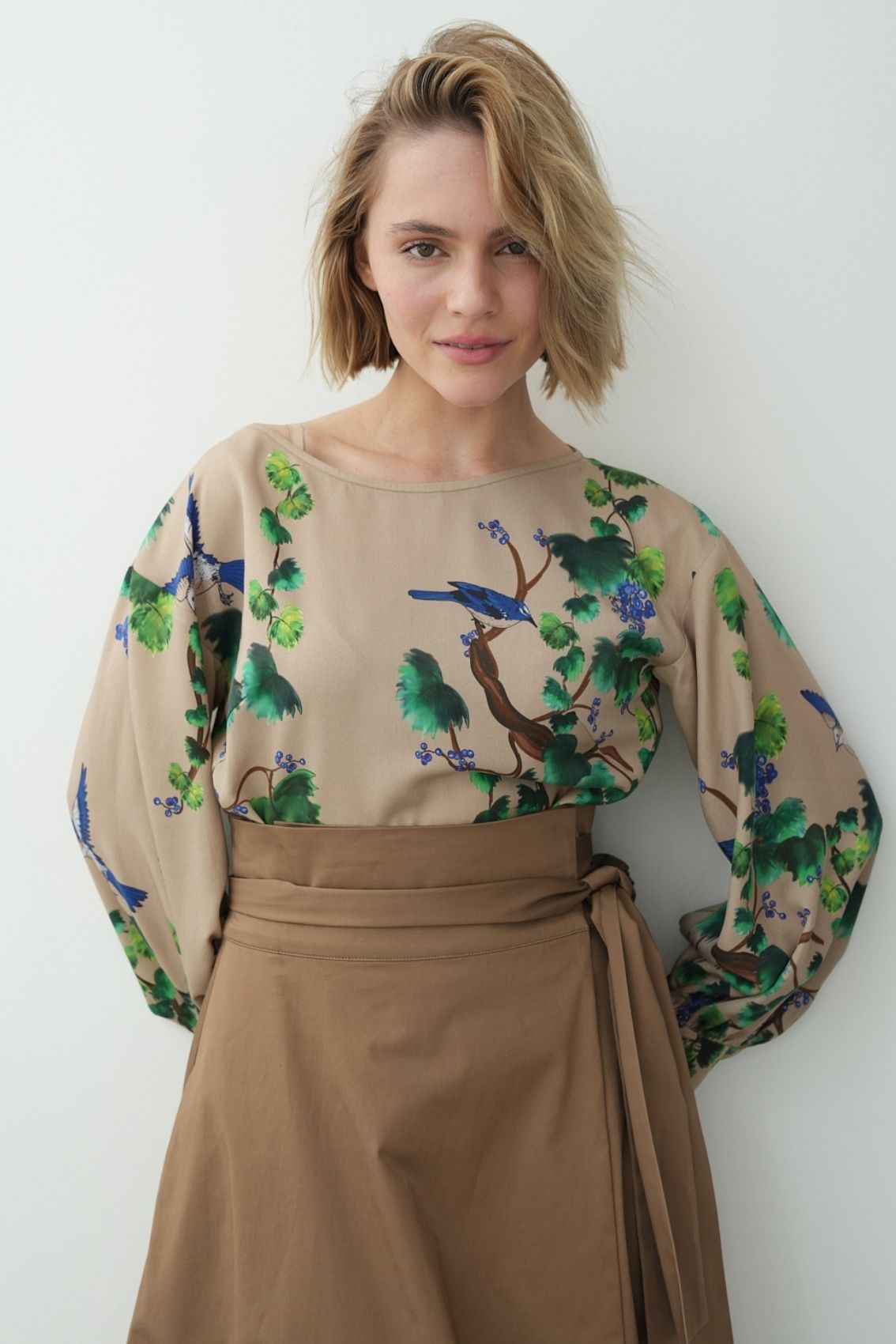 Bluse mit Vogel- & Blätter-Print - Marianna Déri