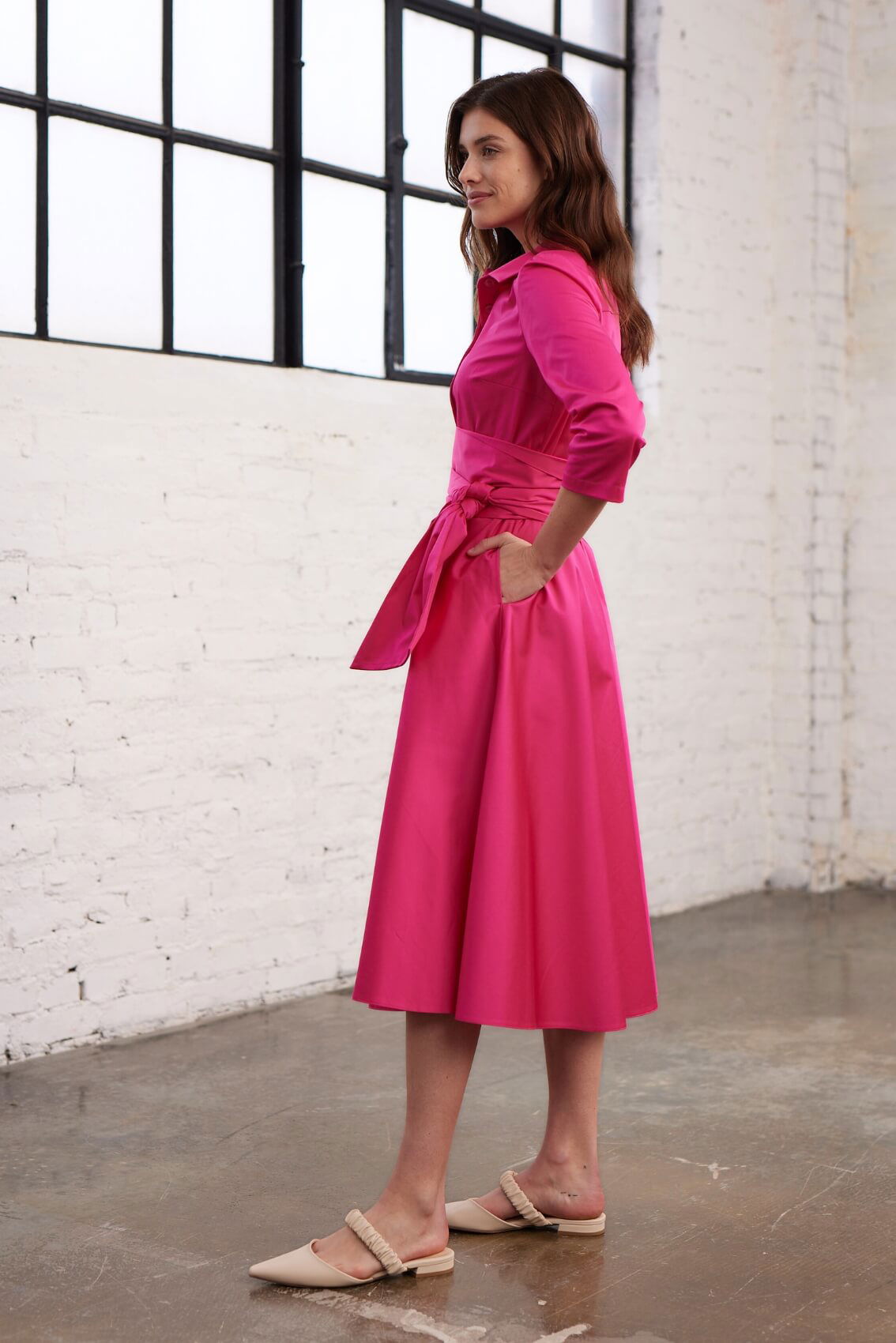 Blusenkleid mit Bindegürtel Pink - Marianna Déri