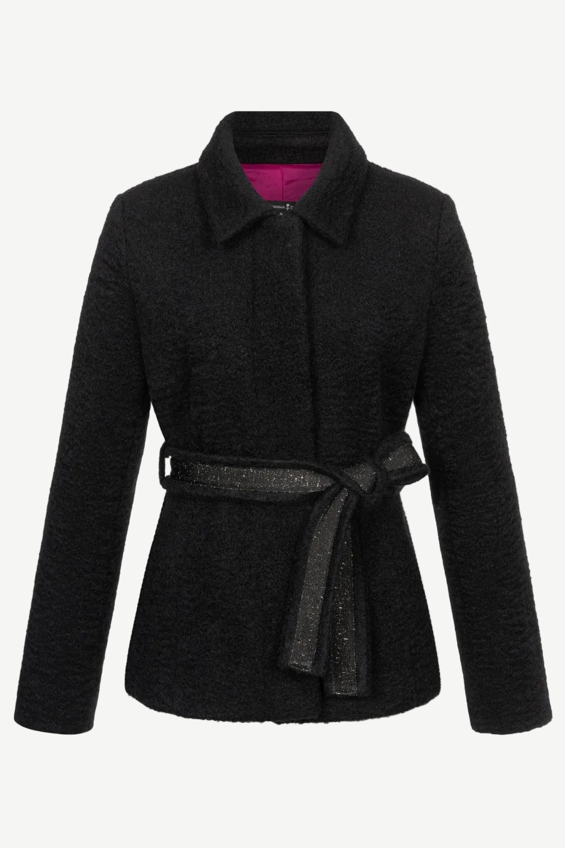 Bouclé Jacke mit Bindegürtel Schwarz - Marianna Déri