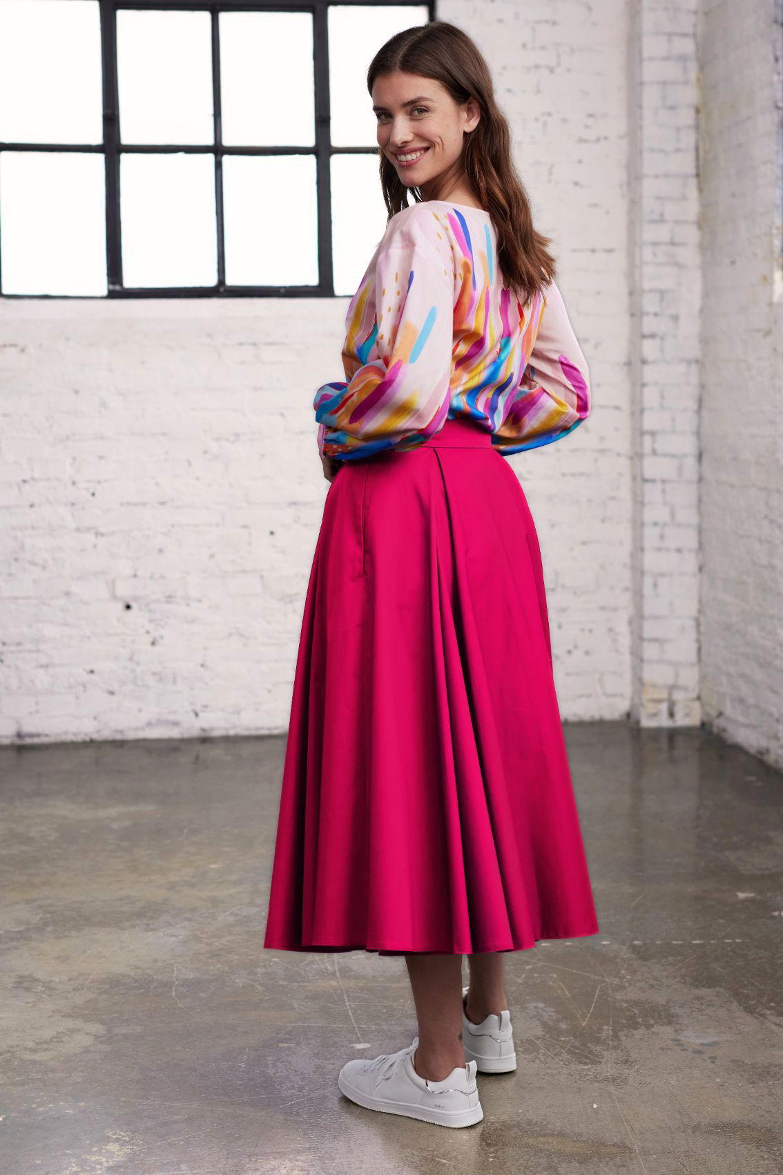 Faltenrock aus Baumwoll-Satin Pink - Marianna Déri