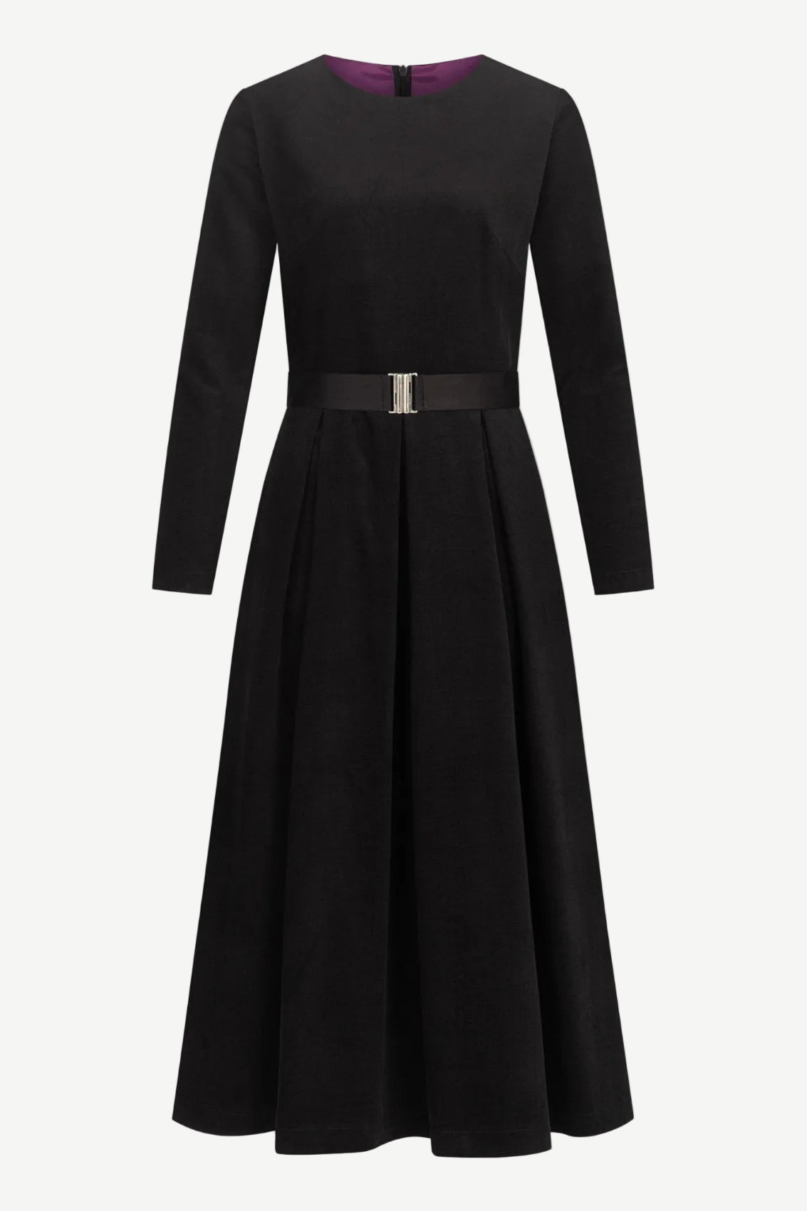 Feincord Kleid mit Gürtel Schwarz - Marianna Déri