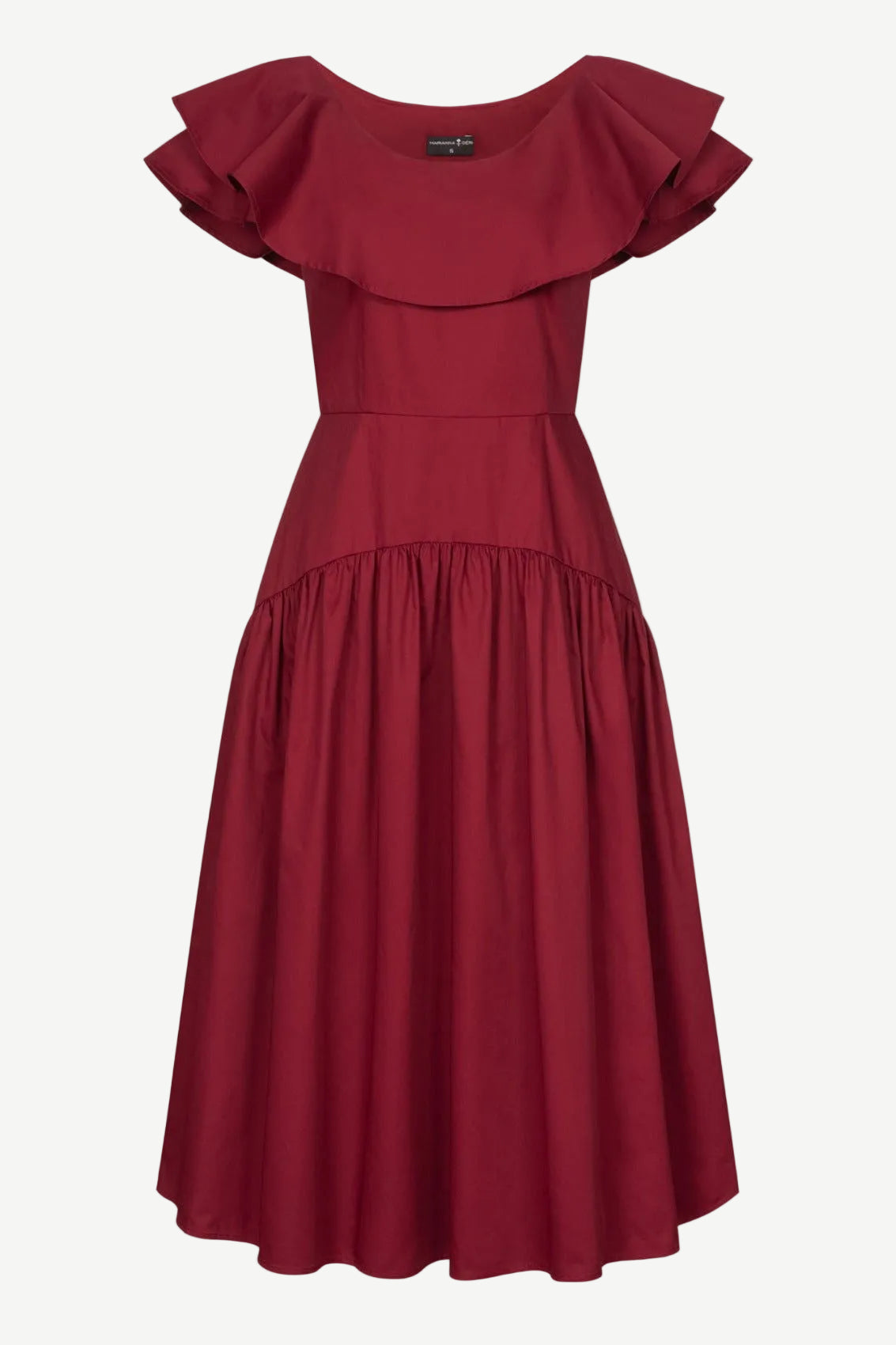 Gerafftes Midikleid Bordeaux-Rot - Marianna Déri