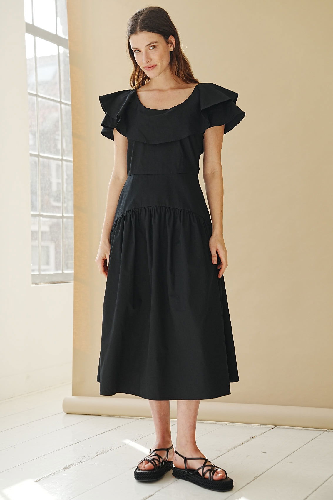 Gerafftes Midikleid Schwarz - Marianna Déri