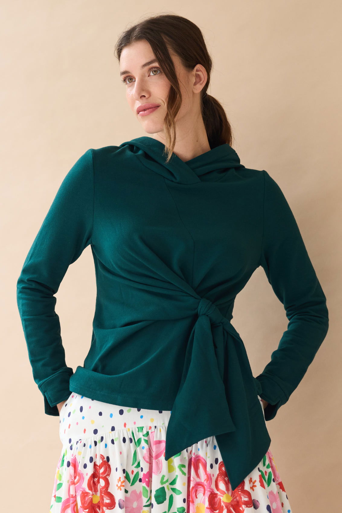 Hoodie mit Wickeloptik Grün - Marianna Déri